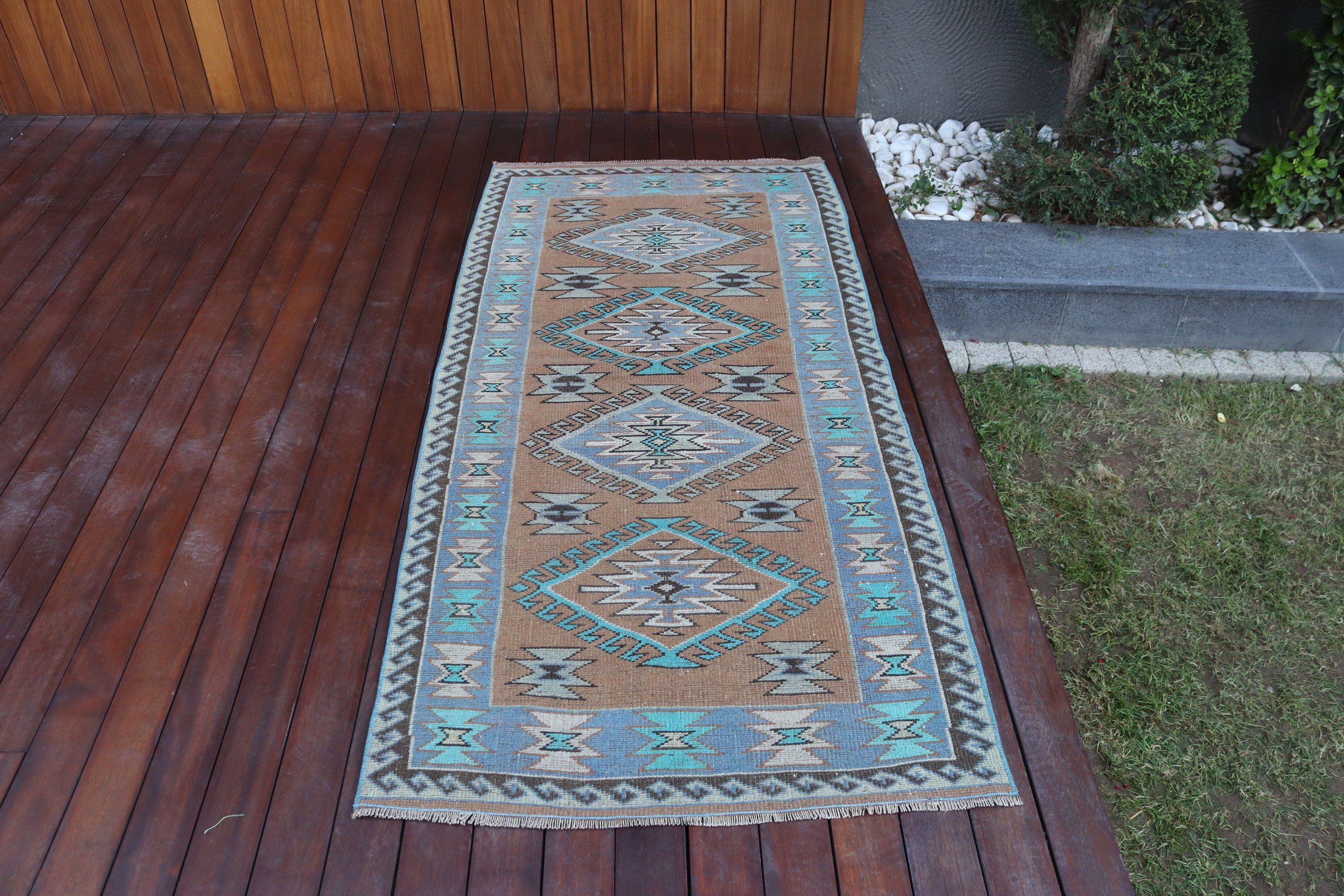 Boho Accent Halı, Türk Halısı, Vintage Halılar, Oryantal Halılar, Lüks Halılar, Kahverengi 2,9x6,1 ft Accent Halı, Dekoratif Halılar