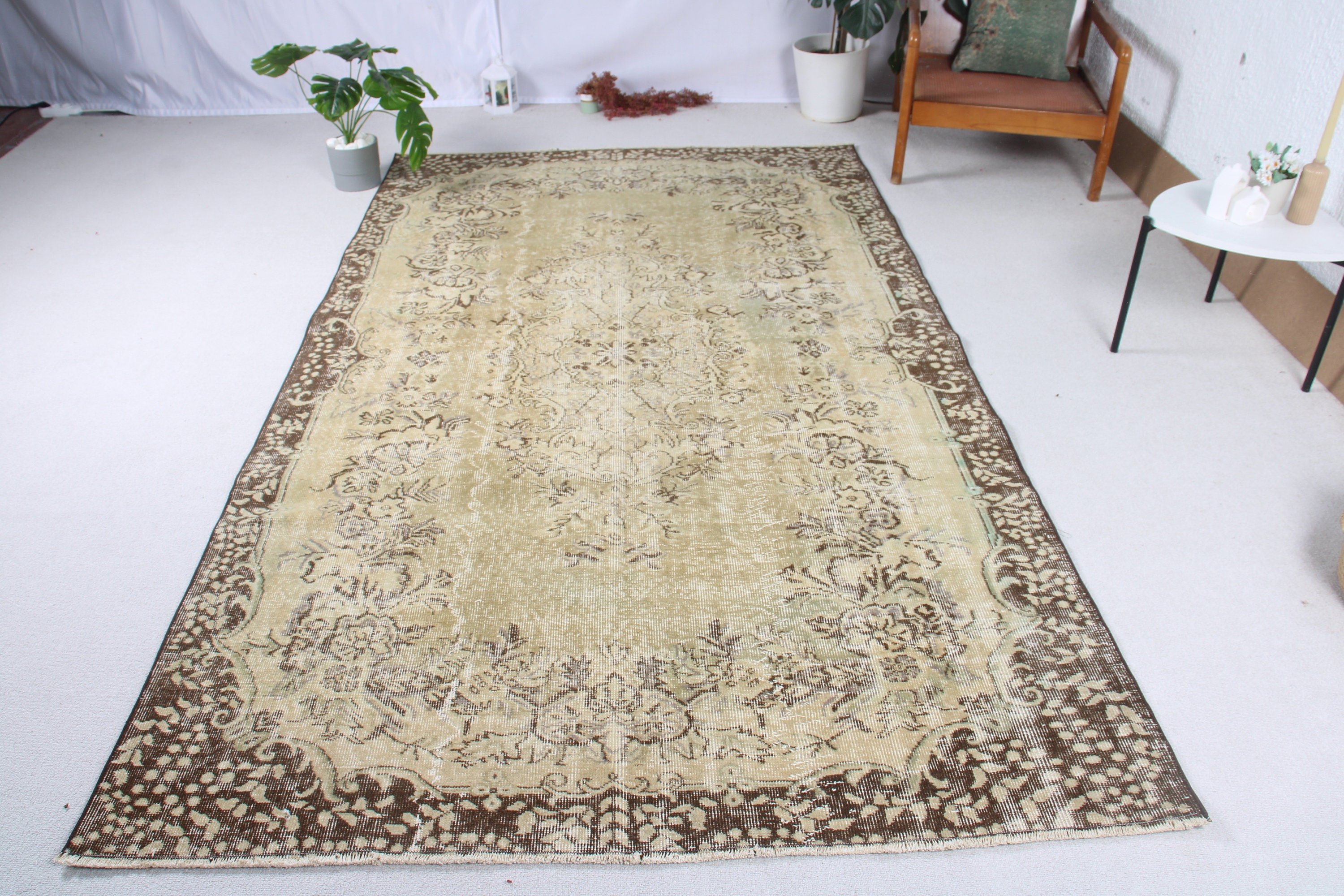 Büyük Boho Halı, Düz Dokuma Halılar, Yeşil El Dokuma Halı, Salon Halıları, 5.3x9.1 ft Büyük Halı, Vintage Halı, Ev Dekorasyonu Halıları, Türk Halıları