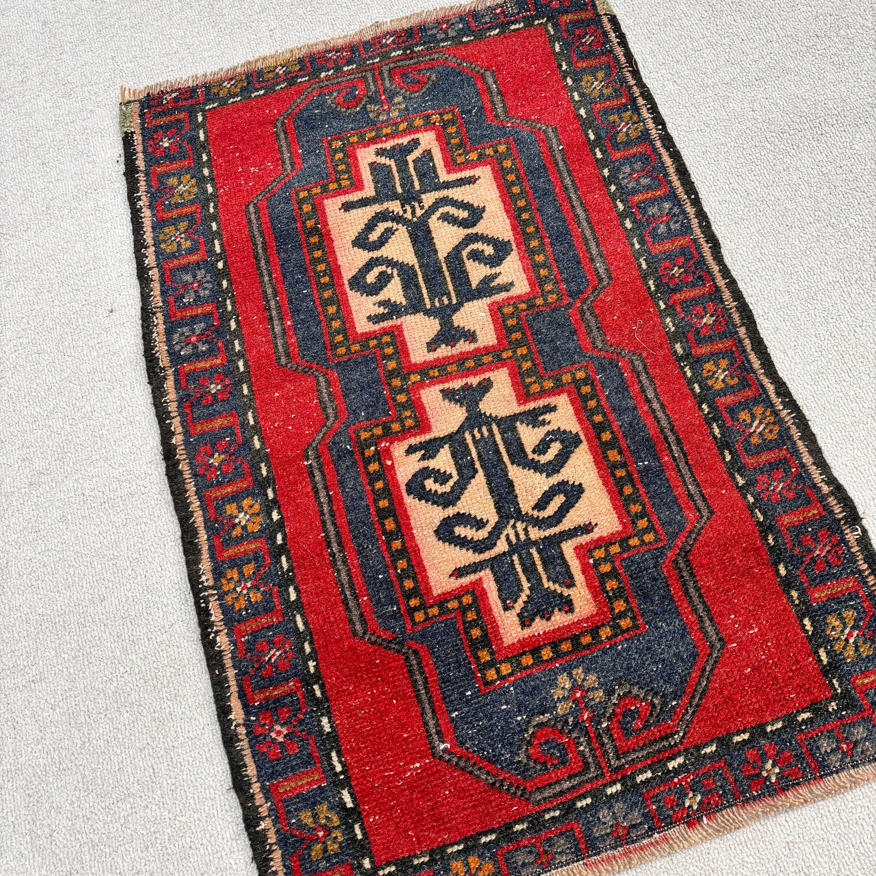 Geometric Rugs, Small Boho Rugs, Red  1.7x2.6 ft Small Rug, Small Area Rugs, Vintage Rug, Moroccan Rugs, Turkish Rugs