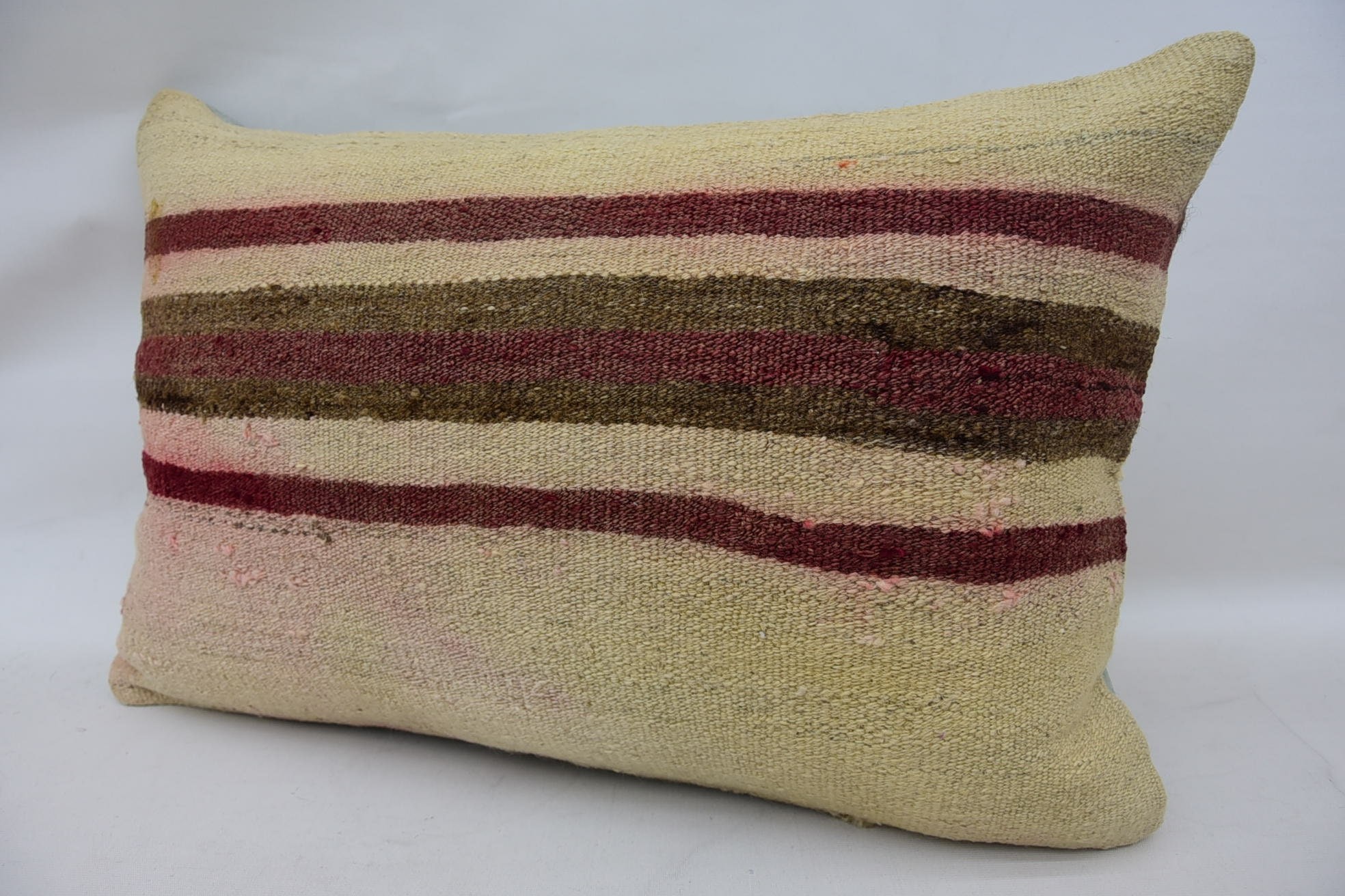 Bright Pillow Case, Turkish Kilim Pillow, Home Decor Pillow, Vintage Kilim Throw Pillow, 16"x24" Beige Pillow Cover