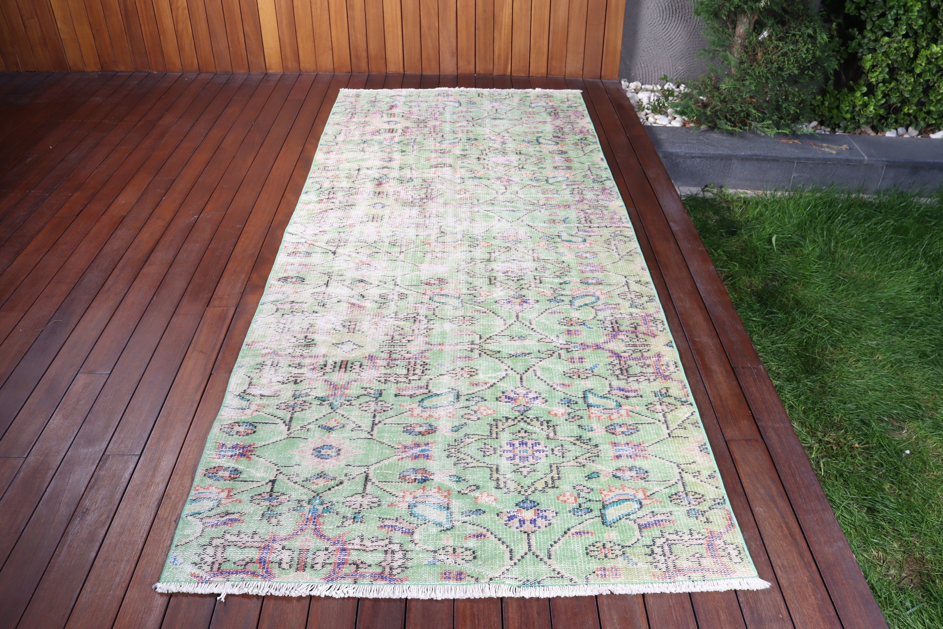 Yer Halıları, Vintage Halılar, 3,9x9,3 ft Alan Halıları, Yeşil Nötr Halılar, Anadolu Halısı, Oushak Bölge Halıları, Düz Dokuma Halılar, Türk Halısı