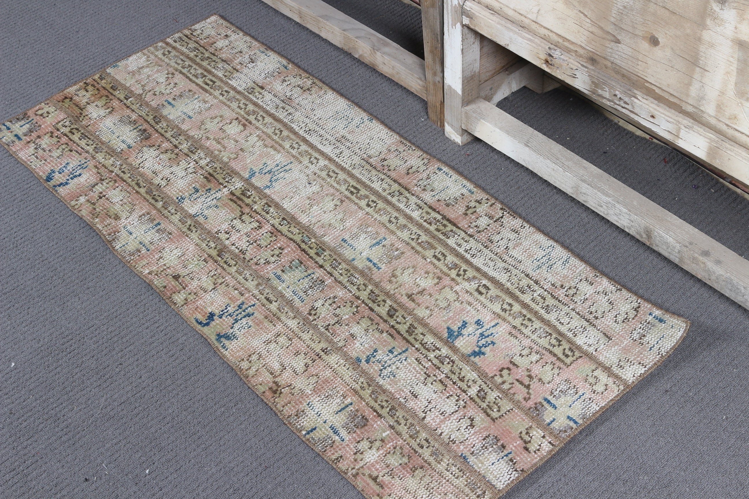 Bedroom Rugs, Vintage Rug, 1.8x4 ft Small Rugs, Beige Oushak Rugs, Door Mat Rug, Rugs for Bedroom, Kitchen Rug, Turkish Rugs