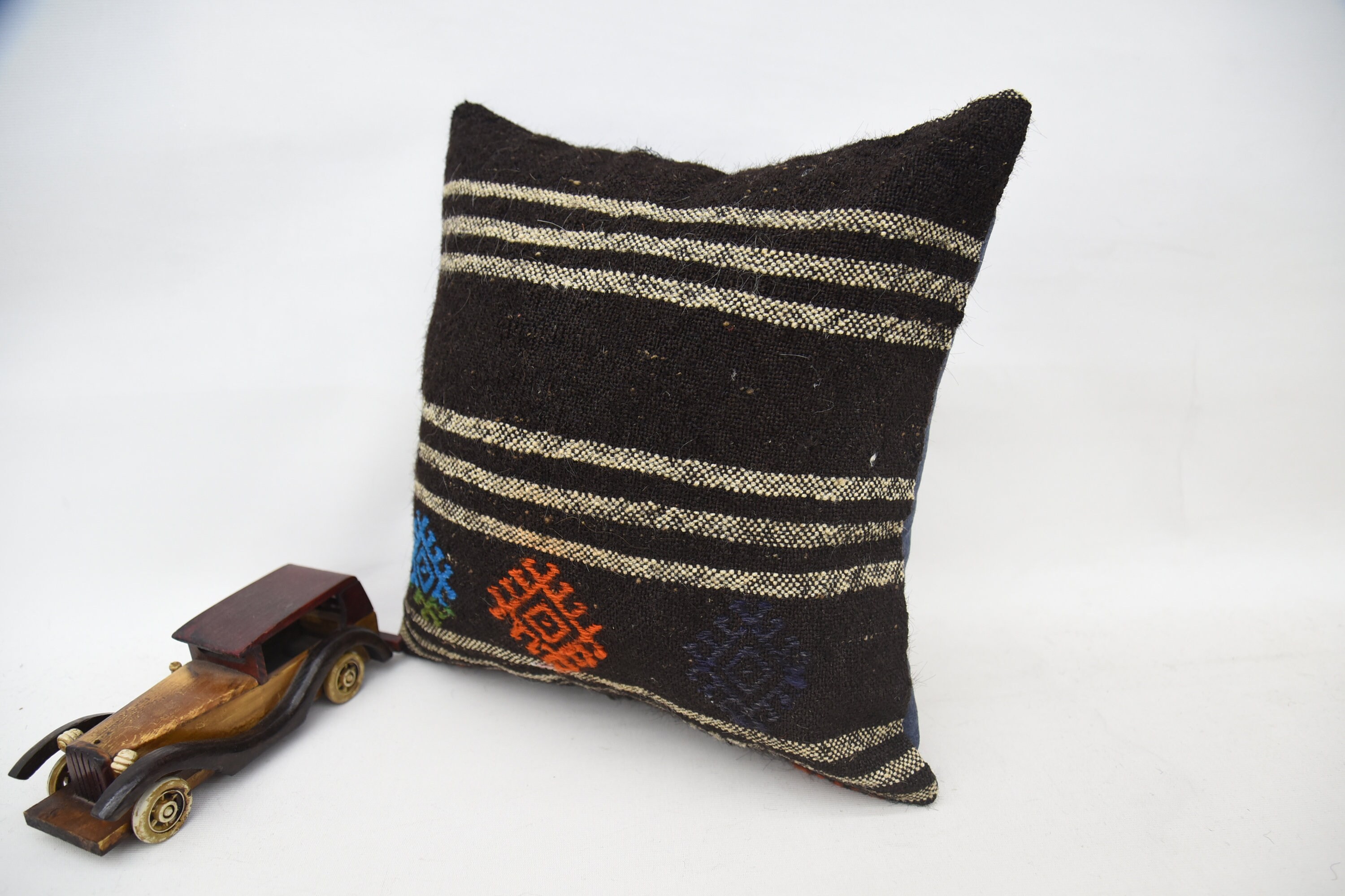 Bohemian Cushion Pillow Sham, Kilim Pillow, 16"x16" Brown Cushion, Ethnic Throw Pillow Case, Vintage Pillow, Kilim Cushion Sham