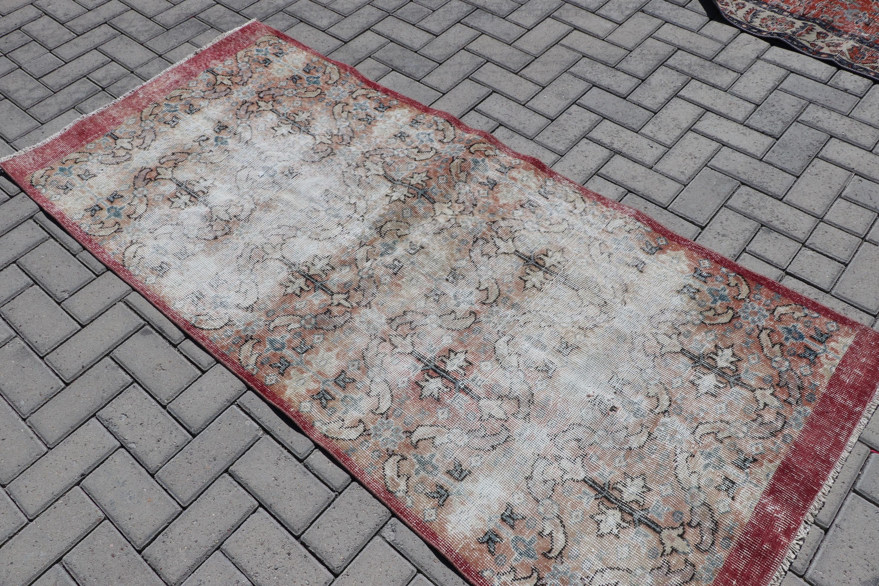 3x6.5 ft Accent Rug, Pale Rug, Kitchen Rug, Red Anatolian Rug, Bedroom Rug, Rugs for Bedroom, Entry Rug, Turkish Rug, Wool Rug, Vintage Rug