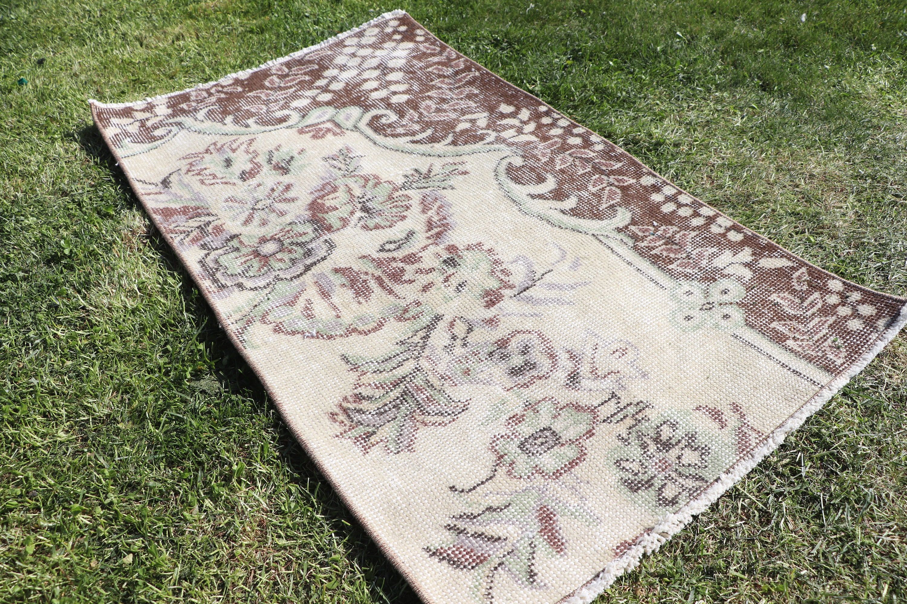 Turkish Rugs, Aztec Rug, Modern Rugs, 1.9x3.3 ft Small Rugs, Beige Wool Rug, Small Vintage Rug, Bedroom Rug, Vintage Rug