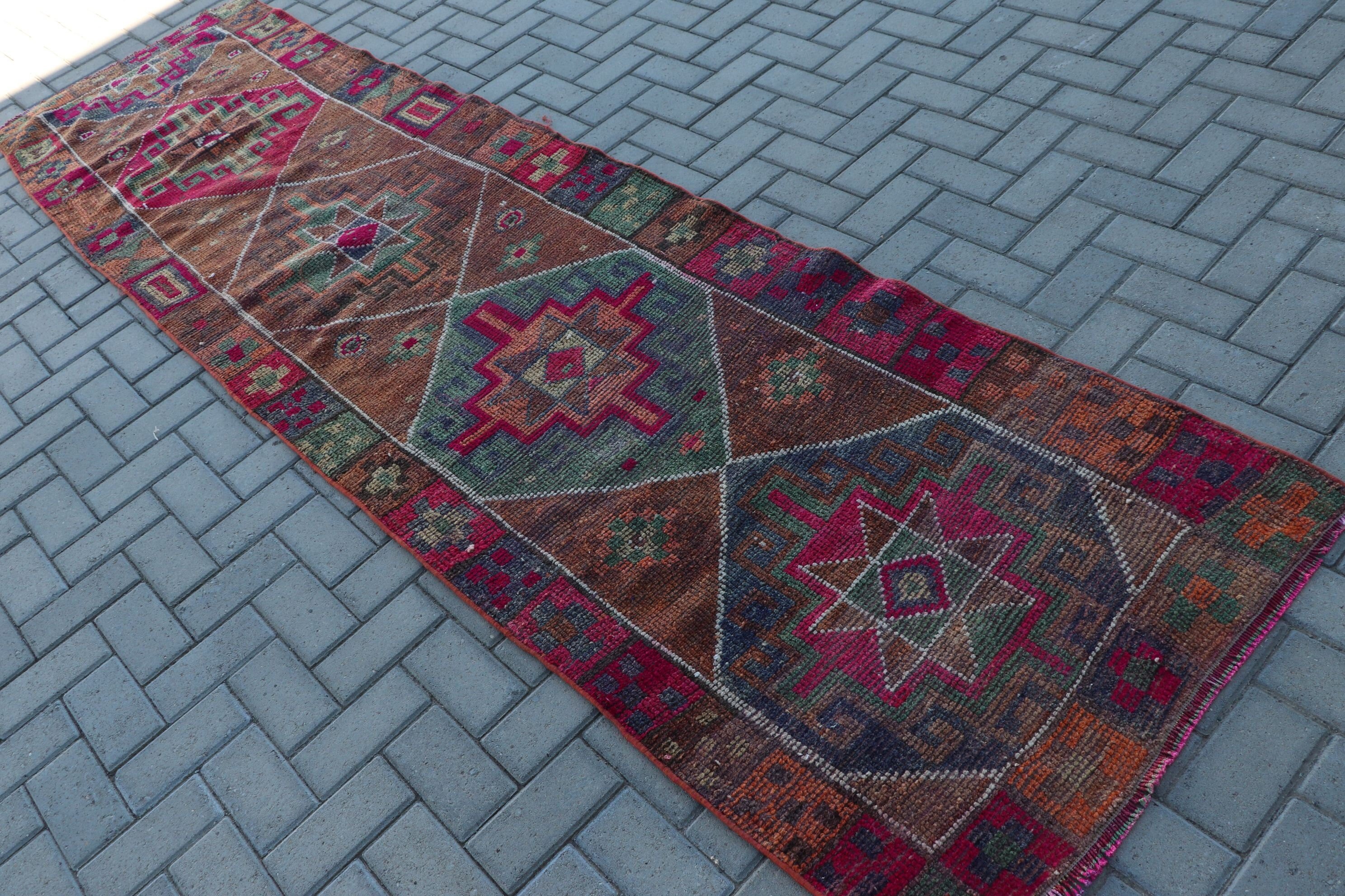 Turkish Rugs, Hallway Rug, 3x11.1 ft Runner Rugs, Aztec Rugs, Vintage Rugs, Orange Anatolian Rugs, Stair Rug, Antique Rug, Kitchen Rug