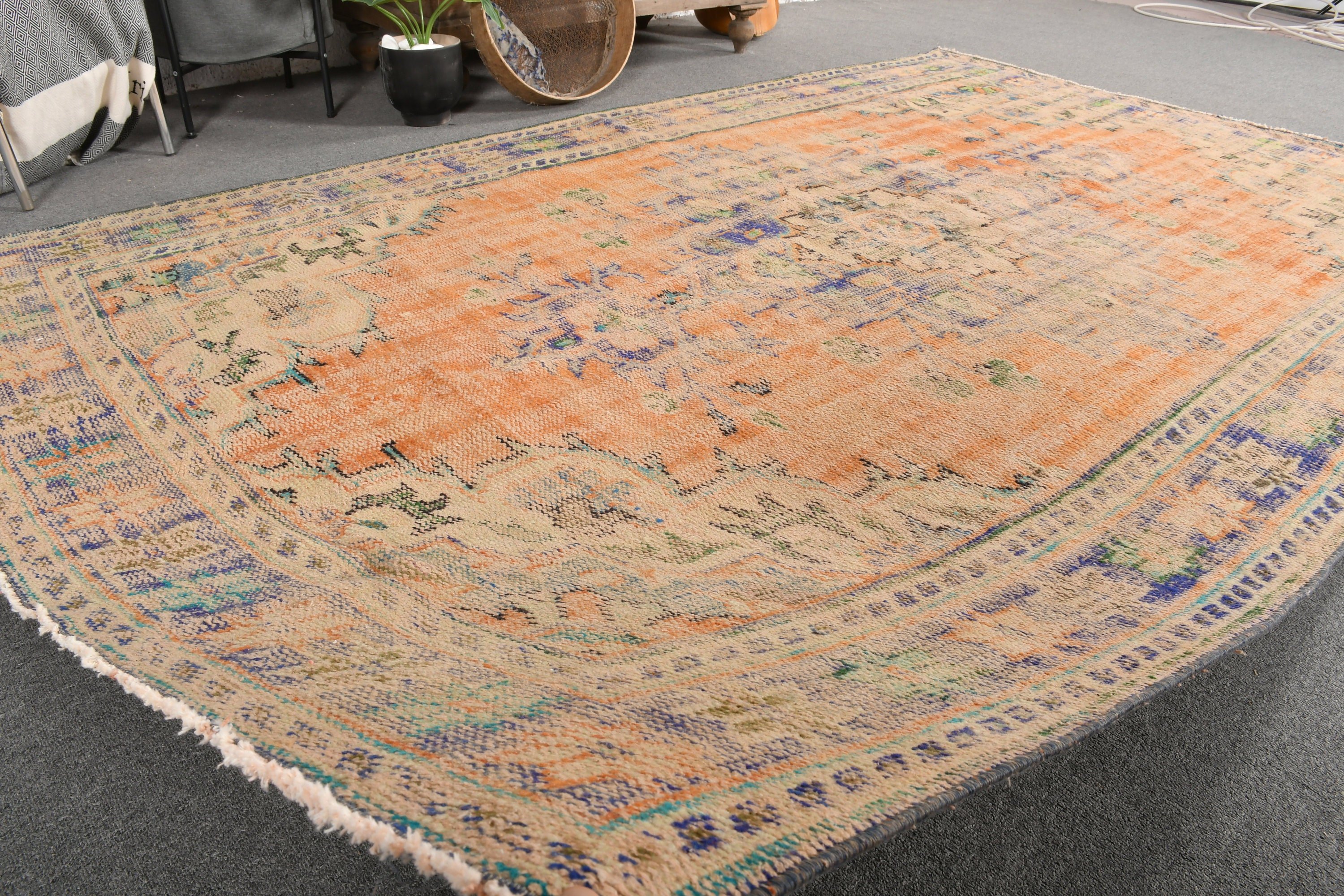 Salon Rug, Turkish Rug, Vintage Rug, Oriental Rug, Kitchen Rug, 5.8x8.8 ft Large Rug, Living Room Rug, Brown Antique Rugs, Organic Rug