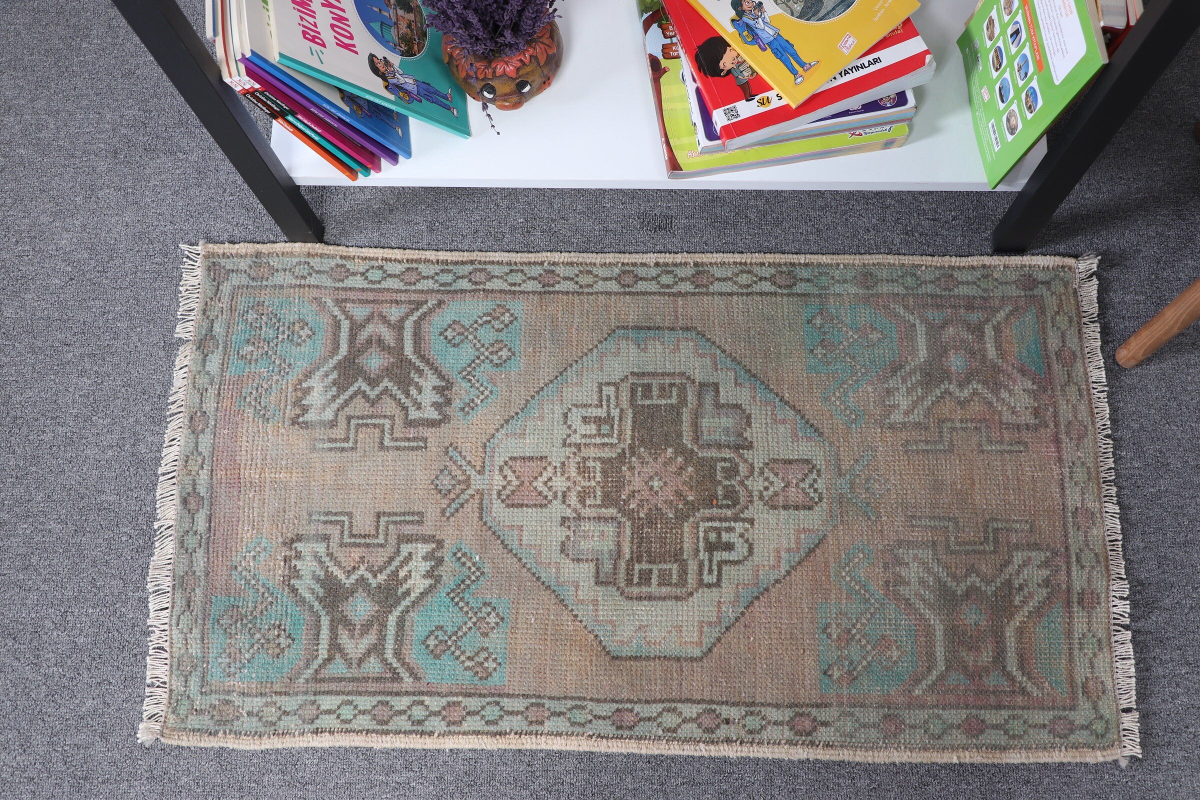 Brown Moroccan Rug, Bedroom Rug, Wall Hanging Rug, Anatolian Rug, Turkish Rug, 1.6x2.8 ft Small Rug, Vintage Rug, Pastel Rug