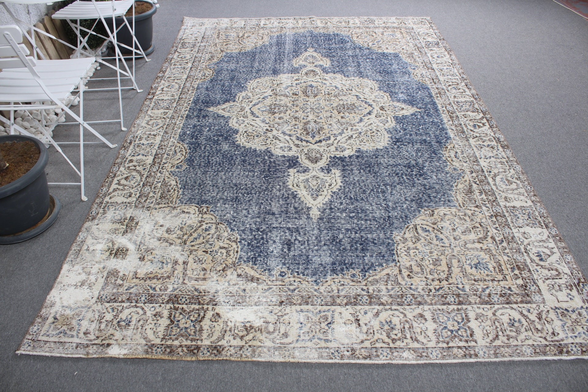 Ev Dekorasyonu Halısı, Yatak Odası Halıları, Antika Halı, Sevimli Halı, Vintage Halılar, Yemek Odası Halısı, Türk Halıları, Mavi 6.4x9.9 ft Büyük Halılar