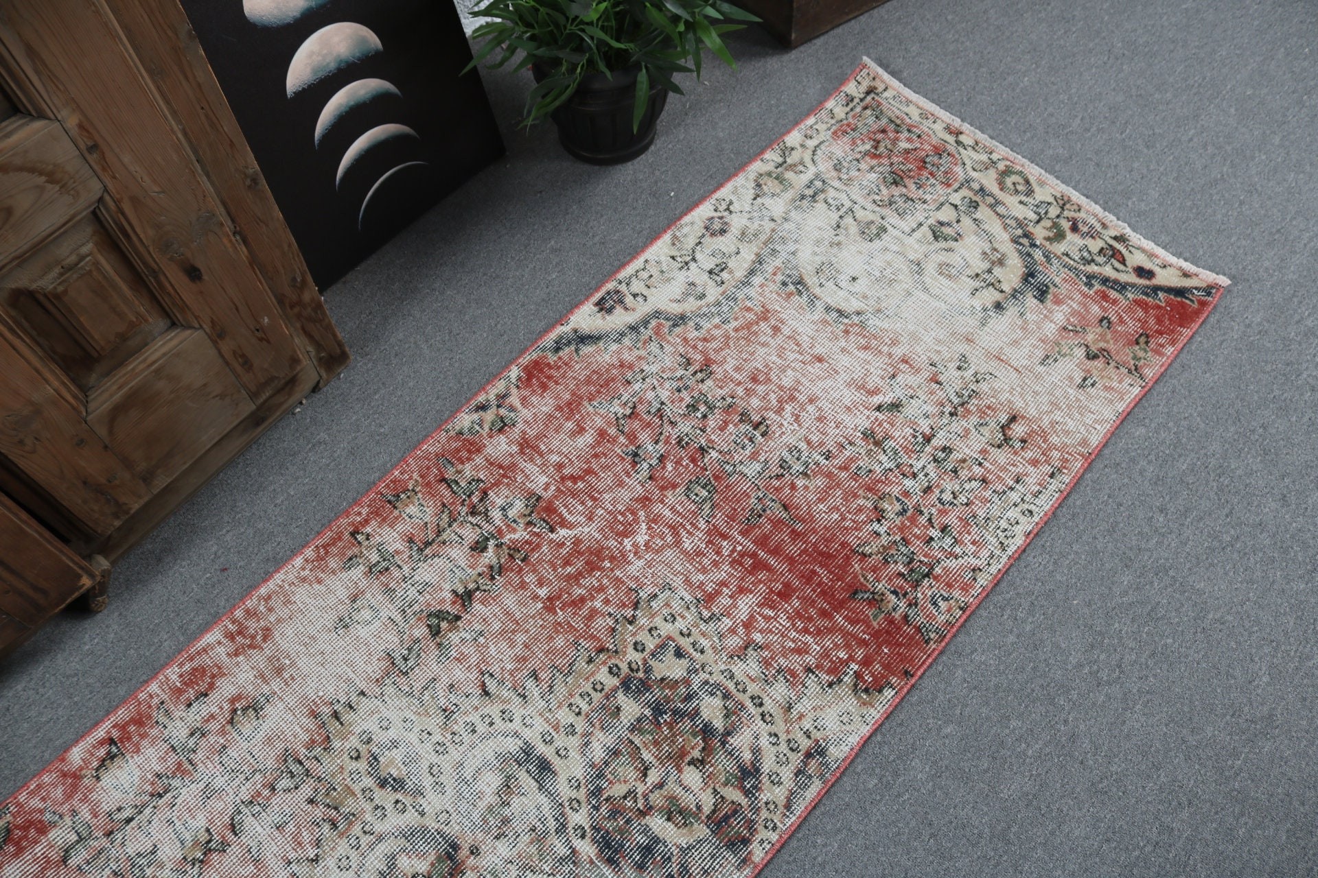 Fas Halıları, Beni Ourain Koşucu Halısı, Vintage Halı, El Dokuma Halısı, Oryantal Halılar, Kırmızı 2.2x7.5 ft Runner Halıları, Türk Halıları