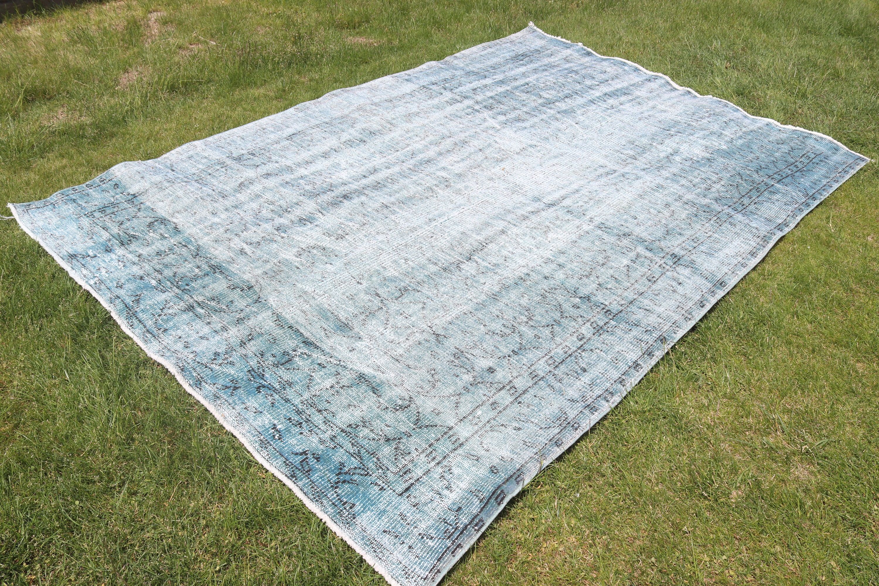 Yatak Odası Halıları, Türk Halısı, 5.8x9 ft Büyük Halılar, Büyük Oushak Halısı, Yatak Odası Halıları, Lüks Halı, Mavi Fas Halıları, Havalı Halılar, Vintage Halı