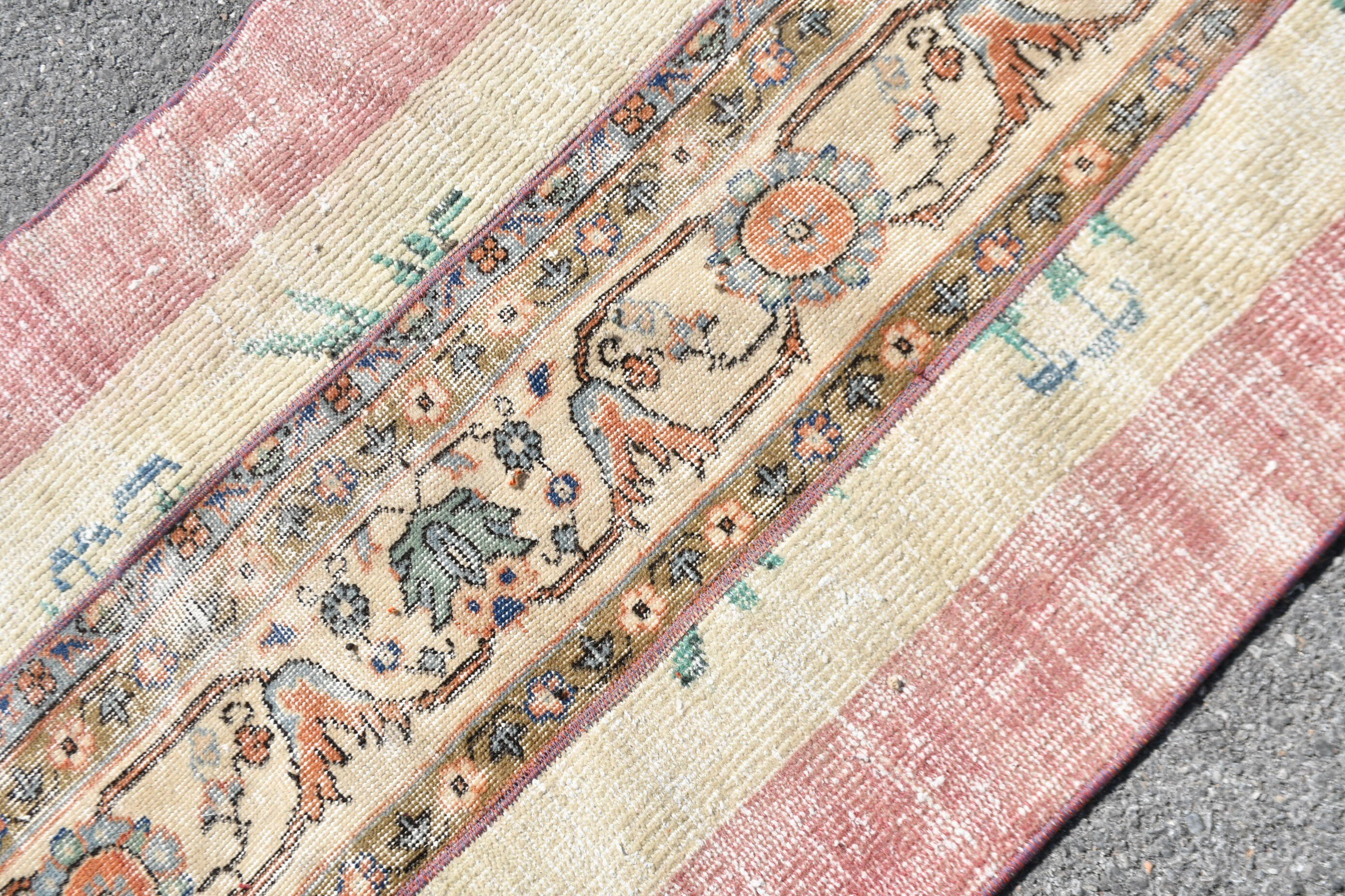 Door Mat Rug, 2.6x4.3 ft Small Rugs, Cool Rug, Bathroom Rug, Pink Oriental Rug, Floor Rug, Vintage Rugs, Rugs for Entry, Turkish Rugs