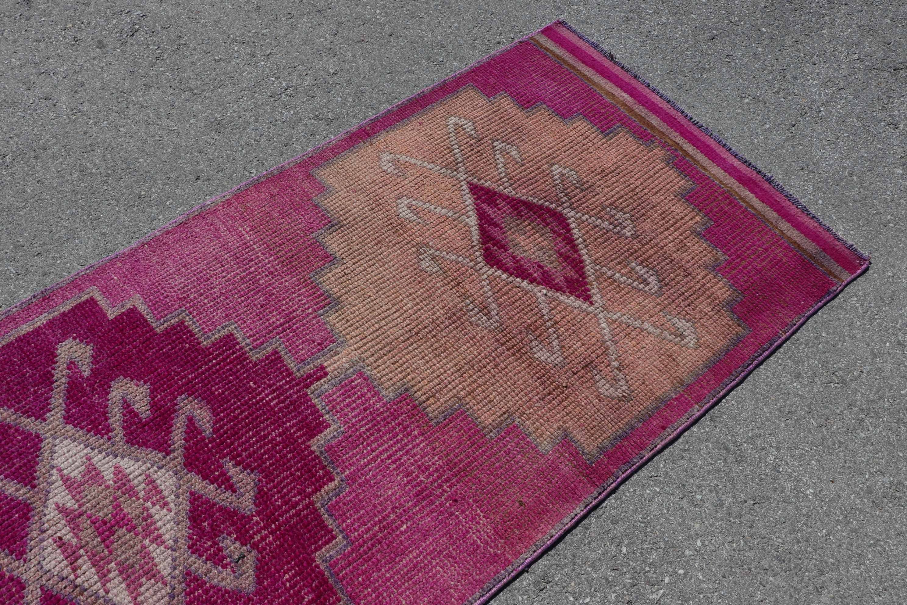 Vintage Rugs, Kitchen Rug, Turkey Rug, Cool Rug, 3.1x10.6 ft Runner Rugs, Bedroom Rugs, Turkish Rug, Pink Moroccan Rugs, Rugs for Corridor