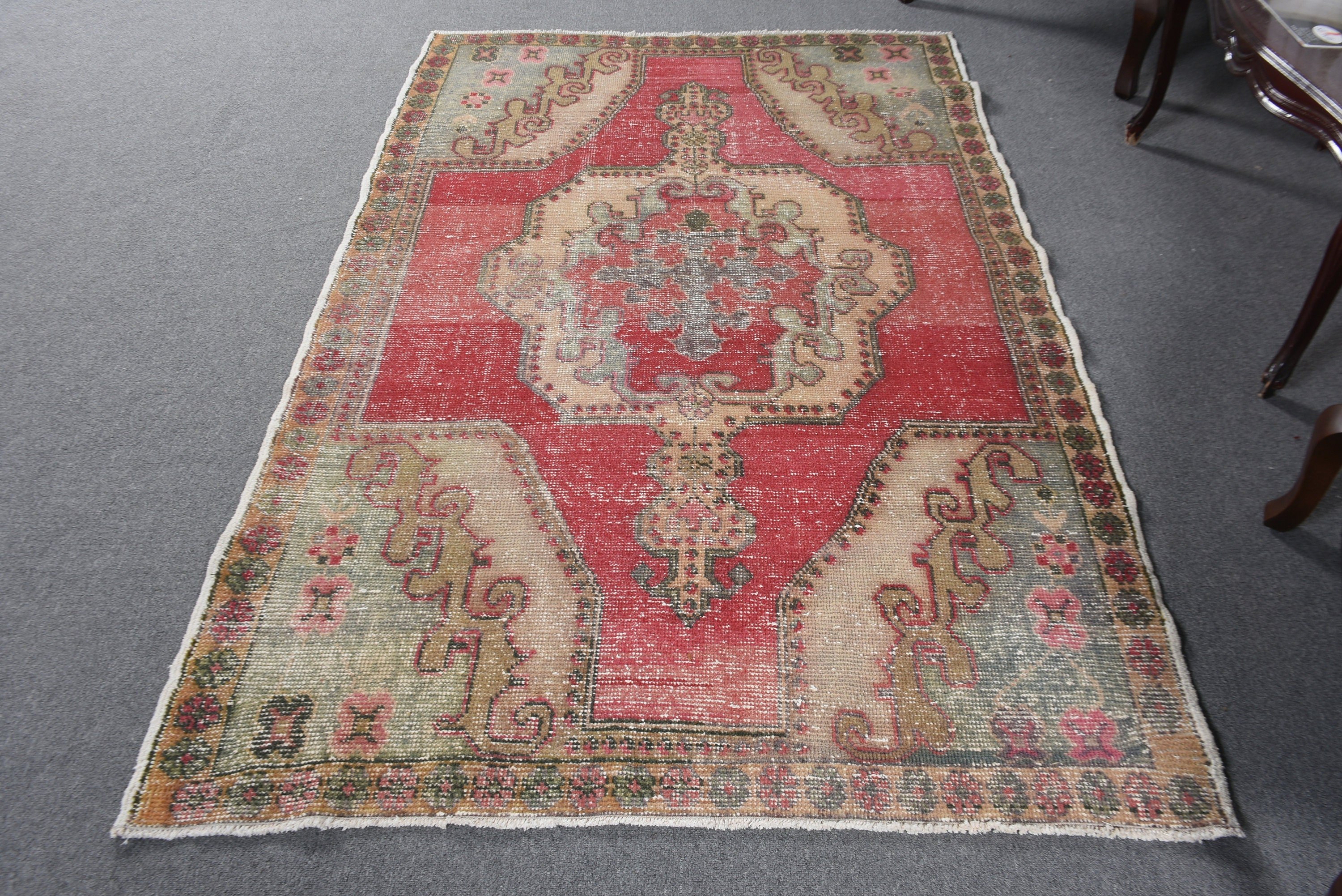 El Yapımı Halılar, Vintage Halı, Boho Bölge Halısı, 4,5x7 ft Alan Halısı, Kırmızı Oryantal Halı, Türk Halısı, Modern Halı, Yatak Odası Halısı, Boho Alanı Halıları