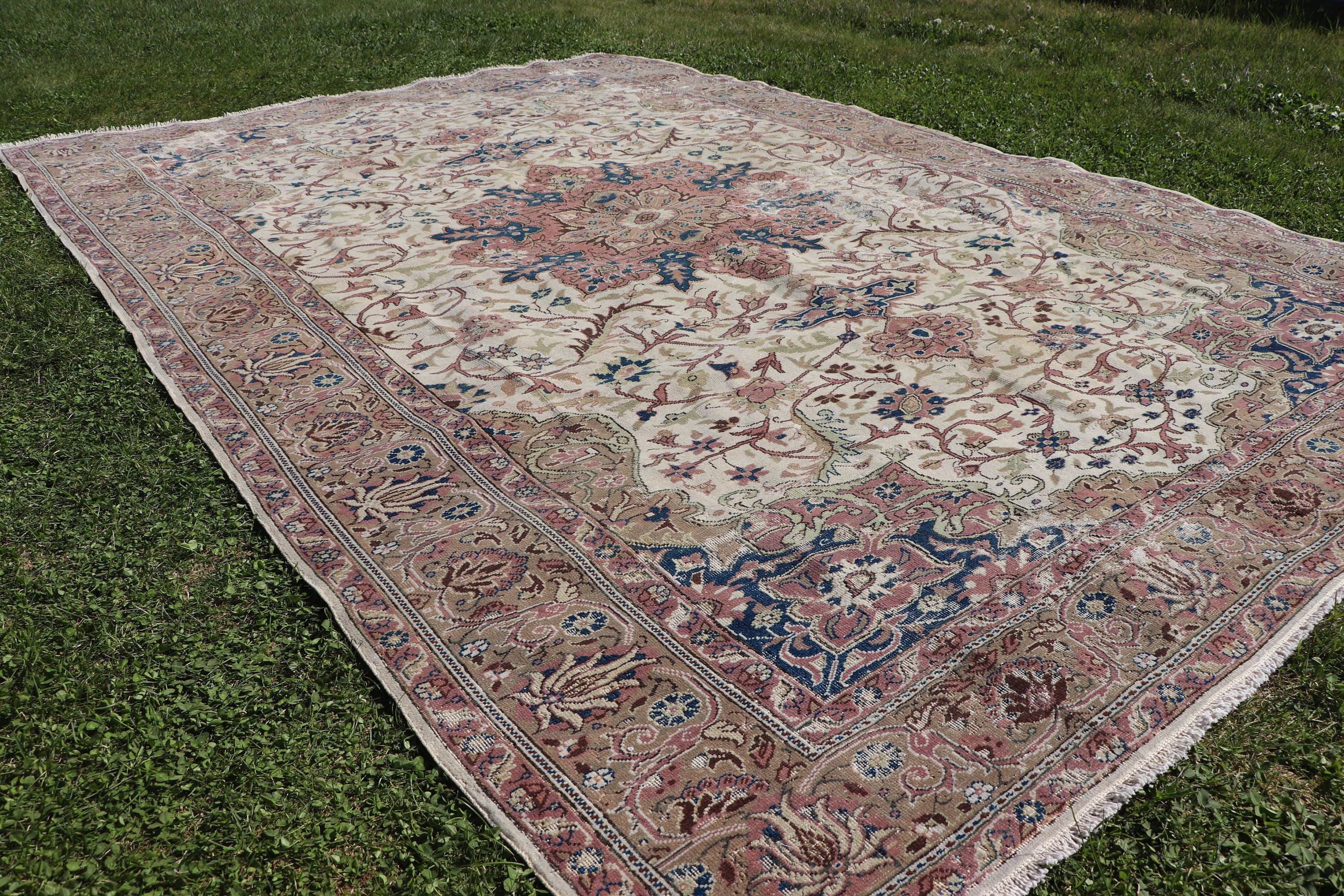 Vintage Halılar, El Dokuma Halılar, 6.5x9.8 ft Büyük Halı, Türk Halısı, Pembe Açıklama Halıları, Lüks Halı, Büyük Vintage Halılar, Büyük Boho Halıları