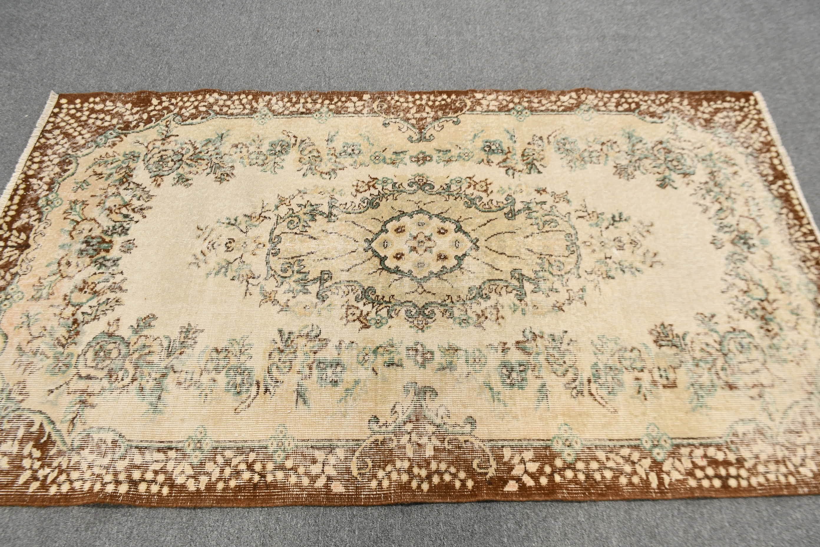 Dining Room Rug, Vintage Rugs, Rugs for Bedroom, Beige Wool Rug, Antique Rug, Floor Rug, 3.8x6.9 ft Area Rug, Turkish Rug, Oriental Rug