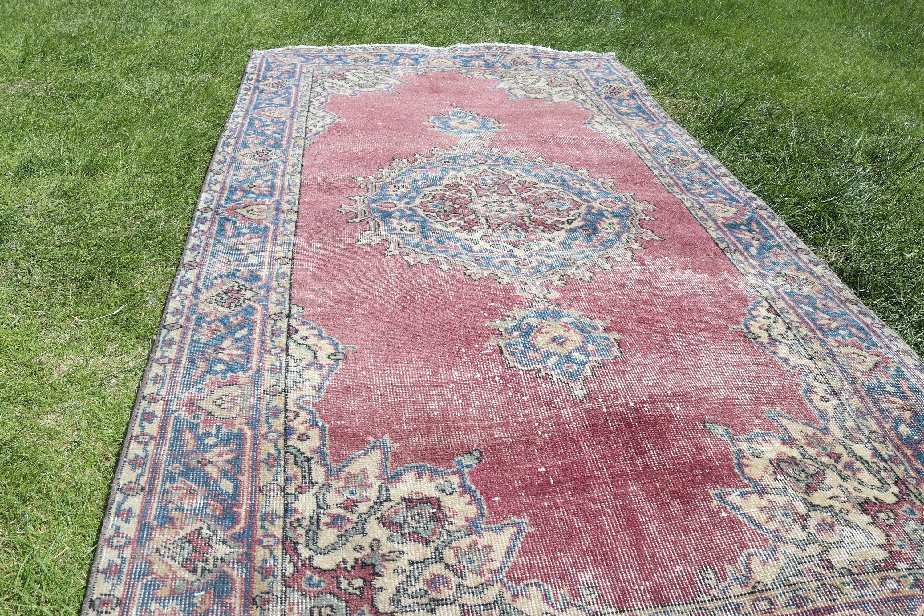 3,5x6,8 ft Accent Halı, Boho Accent Halılar, Yer Halıları, Aztek Halısı, Mavi Fas Halıları, Yatak Odası Halıları, Vintage Halı, Türk Halısı, Oushak Halıları