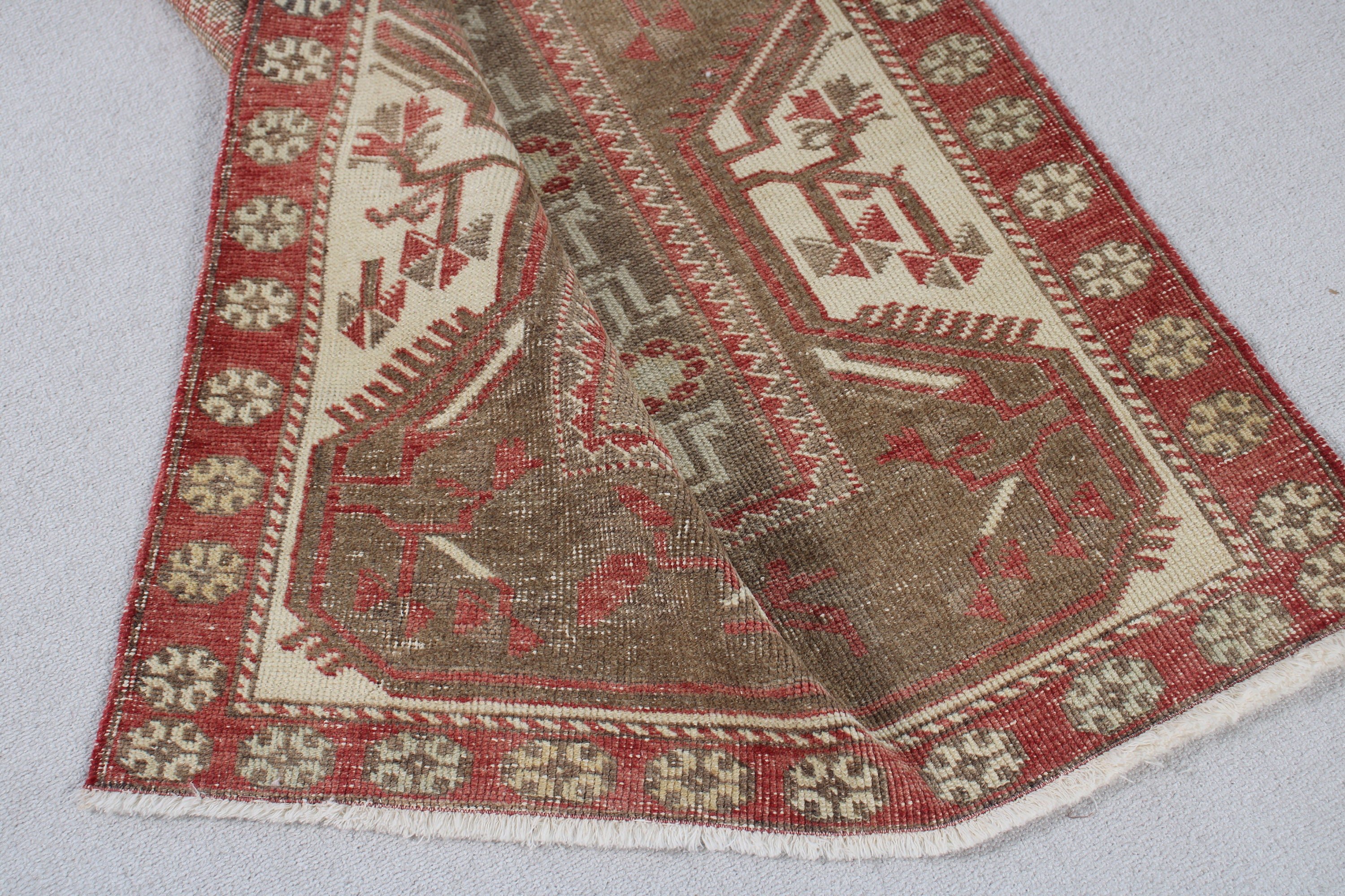 Vintage Halı, Kahverengi El Dokuma Halılar, Yatak Odası Halıları, 3x5.8 ft Aksan Halıları, Türk Halıları, Dekoratif Halılar, Boho Halıları, Çocuk Halıları