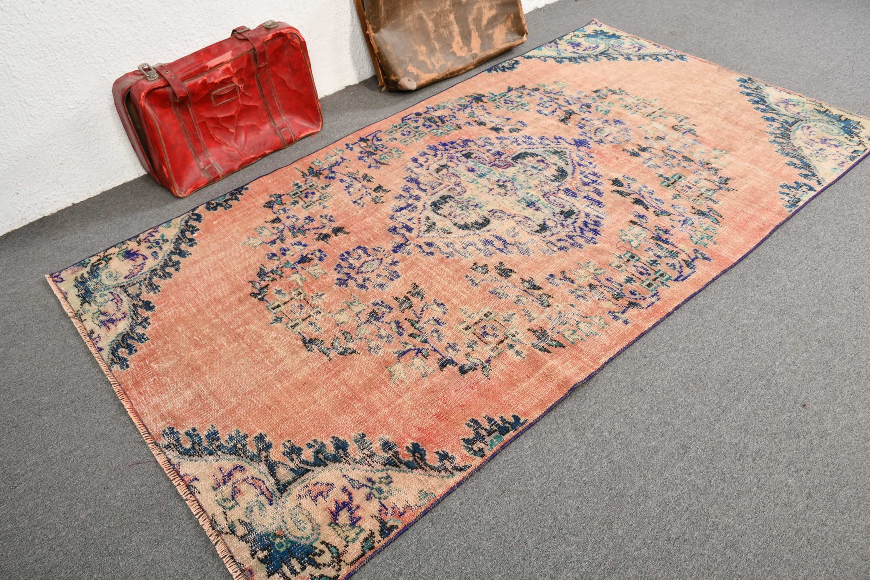 Vintage Rugs, Turkish Rugs, Floor Rug, Kitchen Rug, Rugs for Bedroom, Red Home Decor Rug, Antique Rug, Bright Rug, 4.5x8.3 ft Area Rugs