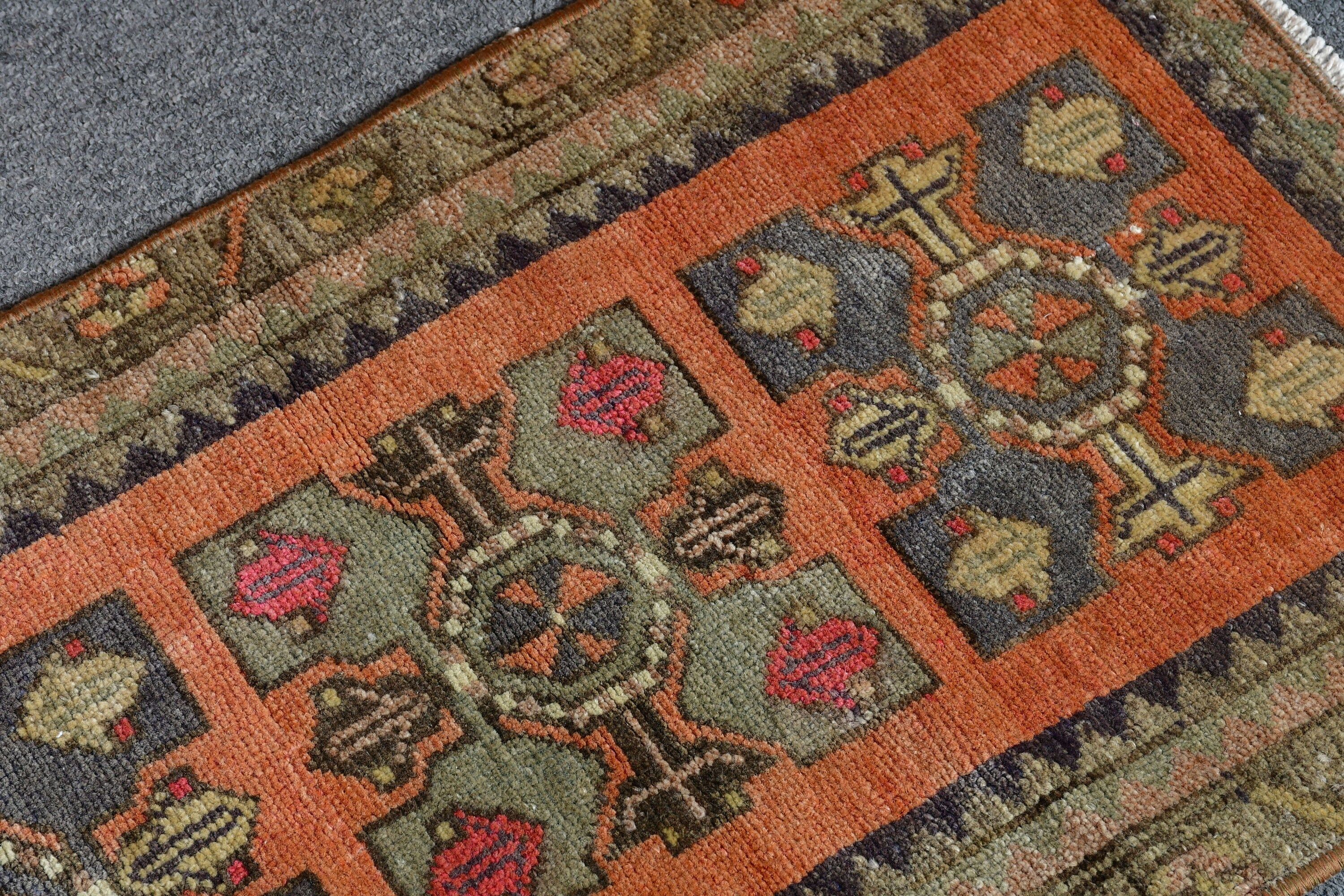 Turkish Rug, 1.4x2.3 ft Small Rug, Vintage Rug, Oriental Rug, Wall Hanging Rugs, Brown Wool Rug, Floor Rug, Bathroom Rugs, Bohemian Rug