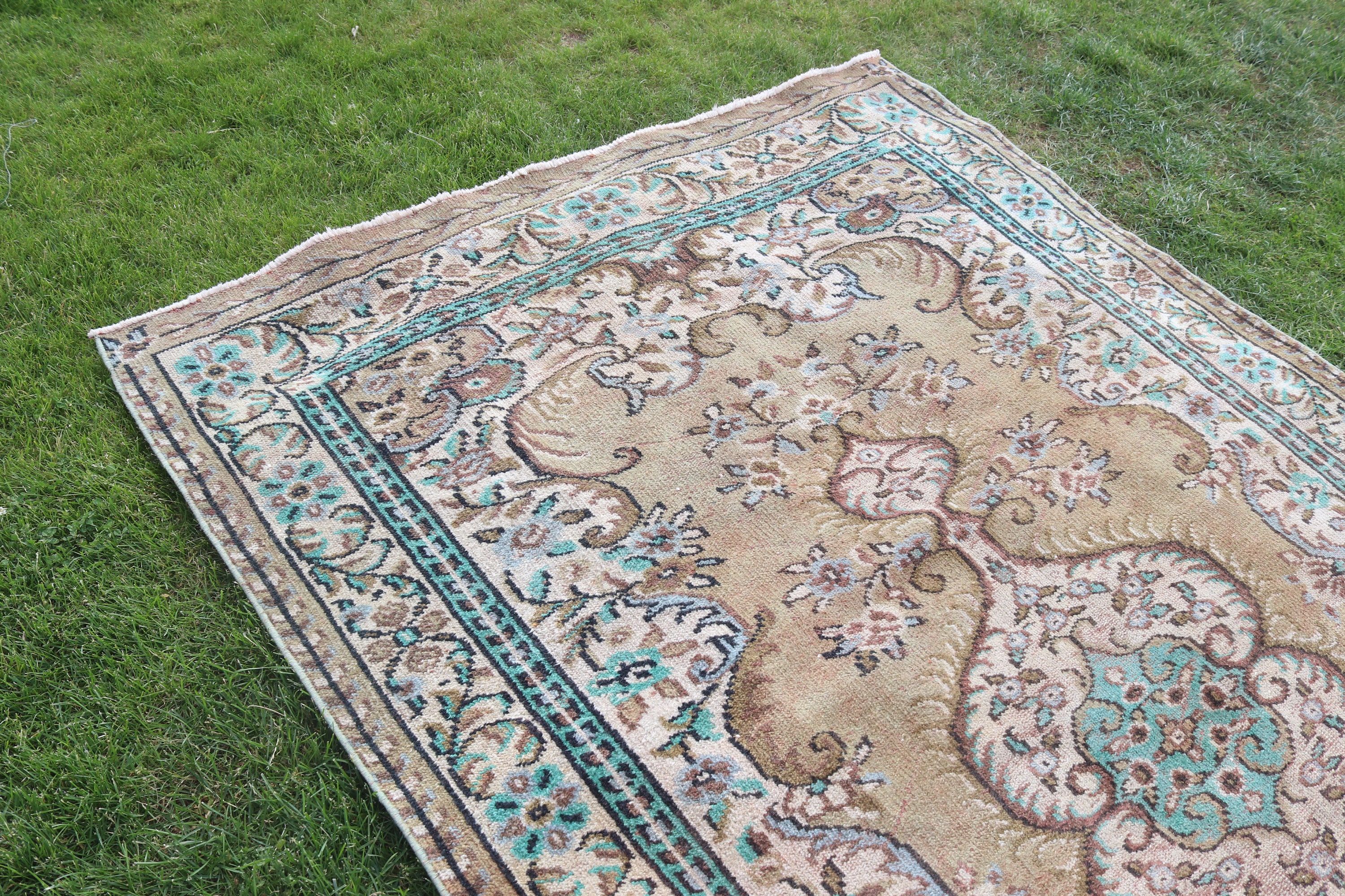 Ev Dekor Halısı, Vintage Halı, Oturma Odası Halısı, 5.9x9.2 ft Büyük Halılar, Bej Anadolu Halıları, Mutfak Halıları, Türk Halıları, Yatak Odası Halısı