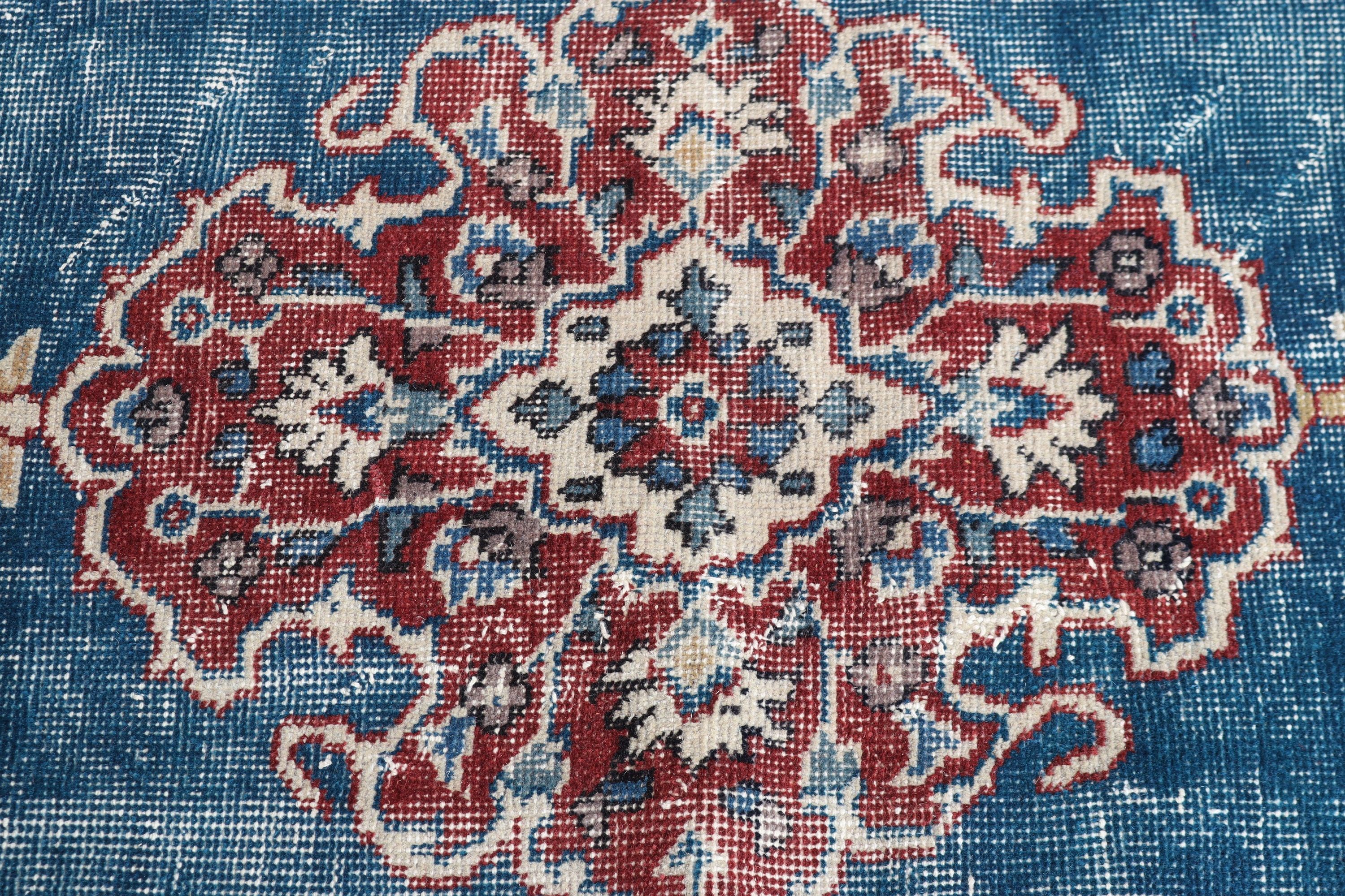 Turkish Rug, Rugs for Bedroom, Kitchen Rugs, Vintage Rugs, 3.8x6.7 ft Area Rugs, Boho Area Rugs, Oushak Rug, Blue Home Decor Rug, Floor Rug