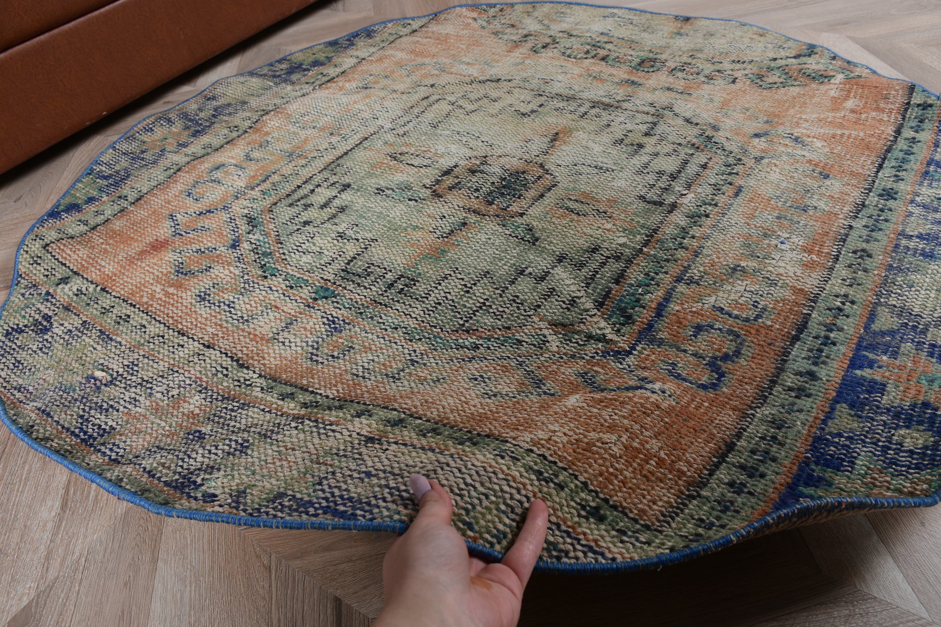 Mutfak Halısı, Soğuk Halı, Turuncu Soğuk Halı, 3,9x4 ft Accent Halı, Vintage Halı, Çiftlik Evi Dekor Halısı, Giriş Halısı, Türk Halısı, Mutfak Halıları