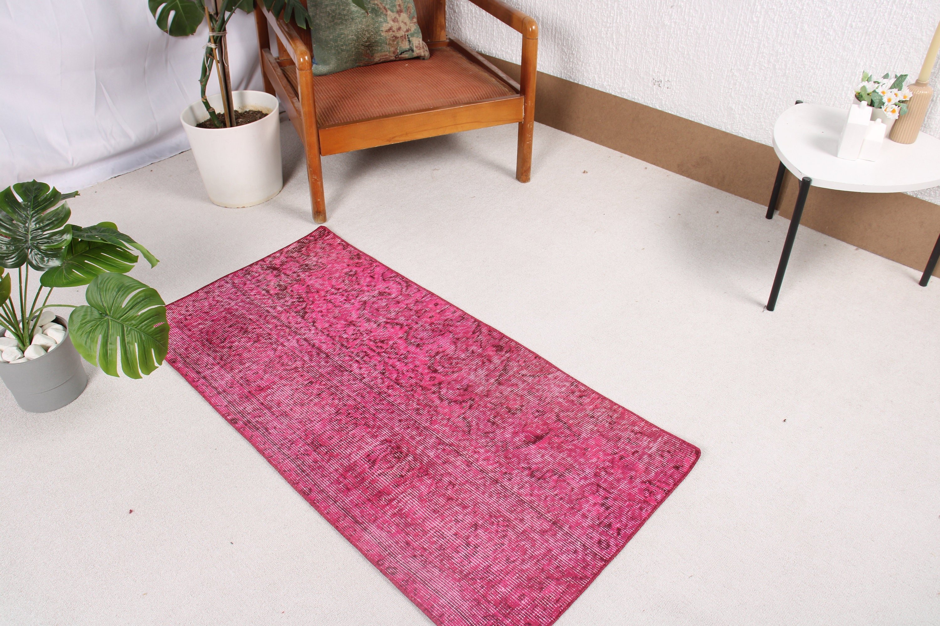 Vintage Rug, Small Vintage Rug, Pink Moroccan Rug, Modern Rugs, Wall Hanging Rugs, Floor Rug, Turkish Rug, 2x4 ft Small Rugs, Luxury Rug