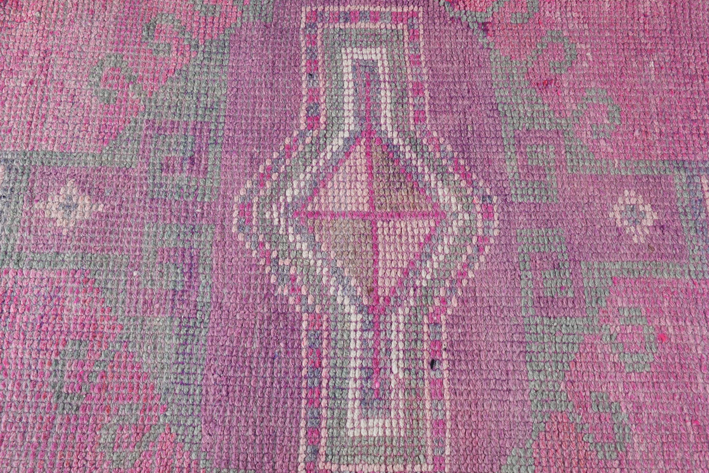 Oriental Rugs, Rugs for Corridor, Oushak Rug, Vintage Rug, Stair Rugs, Turkish Rugs, Pink Oushak Rug, Kitchen Rug, 2.7x9.9 ft Runner Rugs