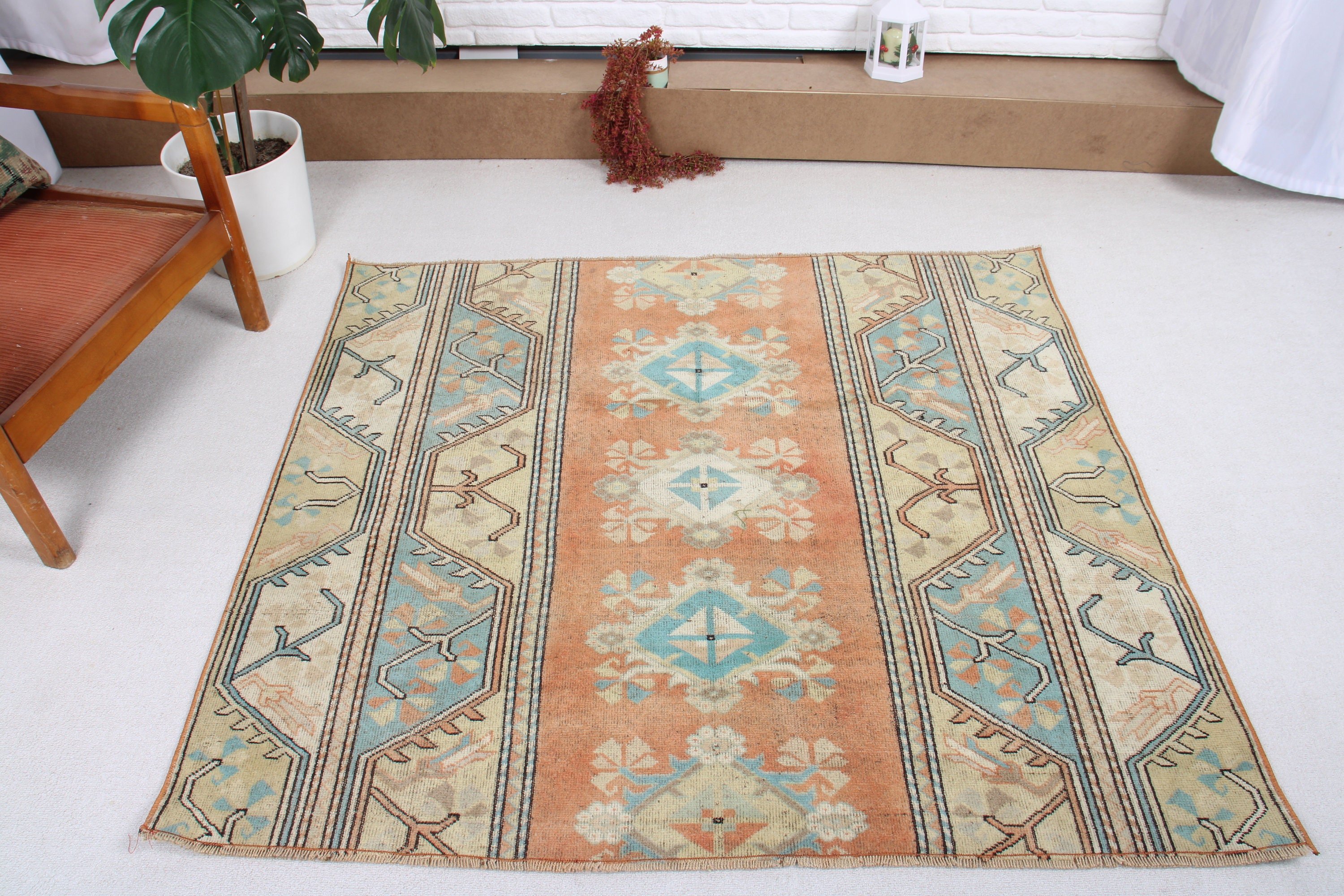 Bedroom Rug, Vintage Accent Rugs, Home Decor Rug, Boho Rugs, Vintage Rug, Beige Luxury Rugs, Floor Rug, Turkish Rug, 4.8x4.3 ft Accent Rugs