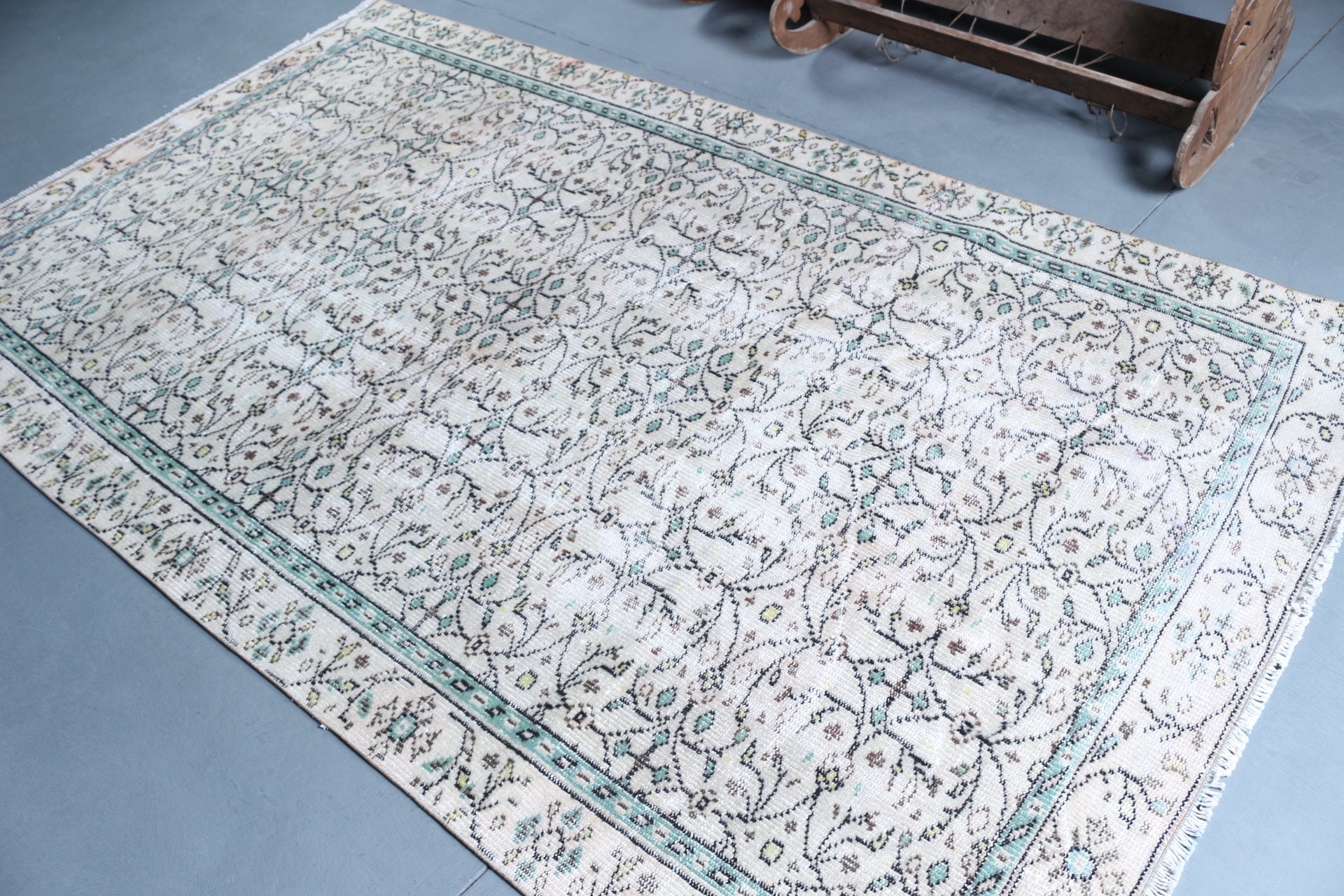 Salon Halısı, Oturma Odası Halıları, Türk Halısı, Mutfak Halısı, Boho Halısı, Ev Dekor Halısı, 5.2x8.8 ft Büyük Halı, Vintage Halılar, Bej Ev Dekor Halısı