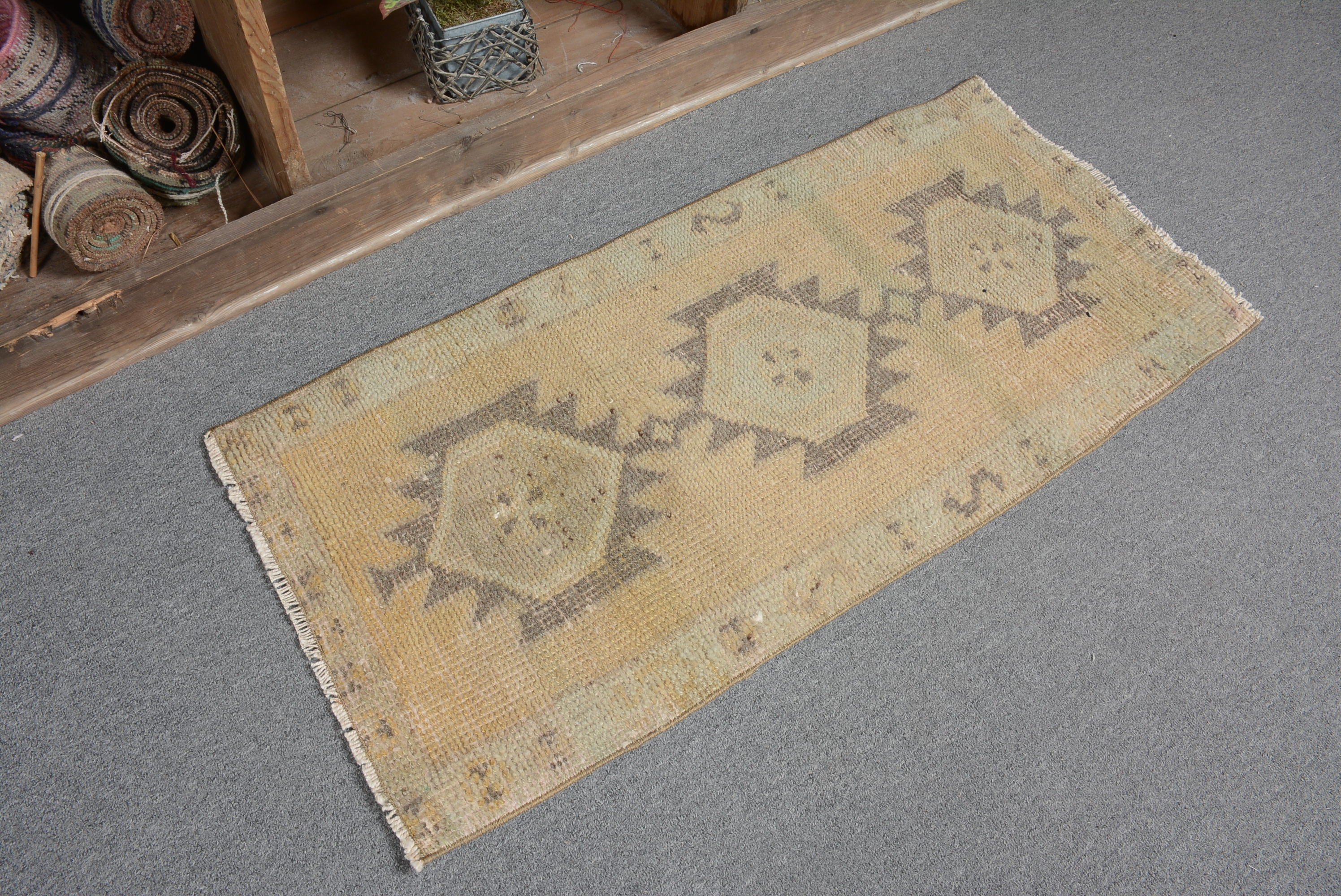 Old Rug, Moroccan Rug, Home Decor Rug, 1.5x3.3 ft Small Rug, Vintage Rug, Turkish Rug, Brown Oriental Rug, Bedroom Rugs, Door Mat Rugs