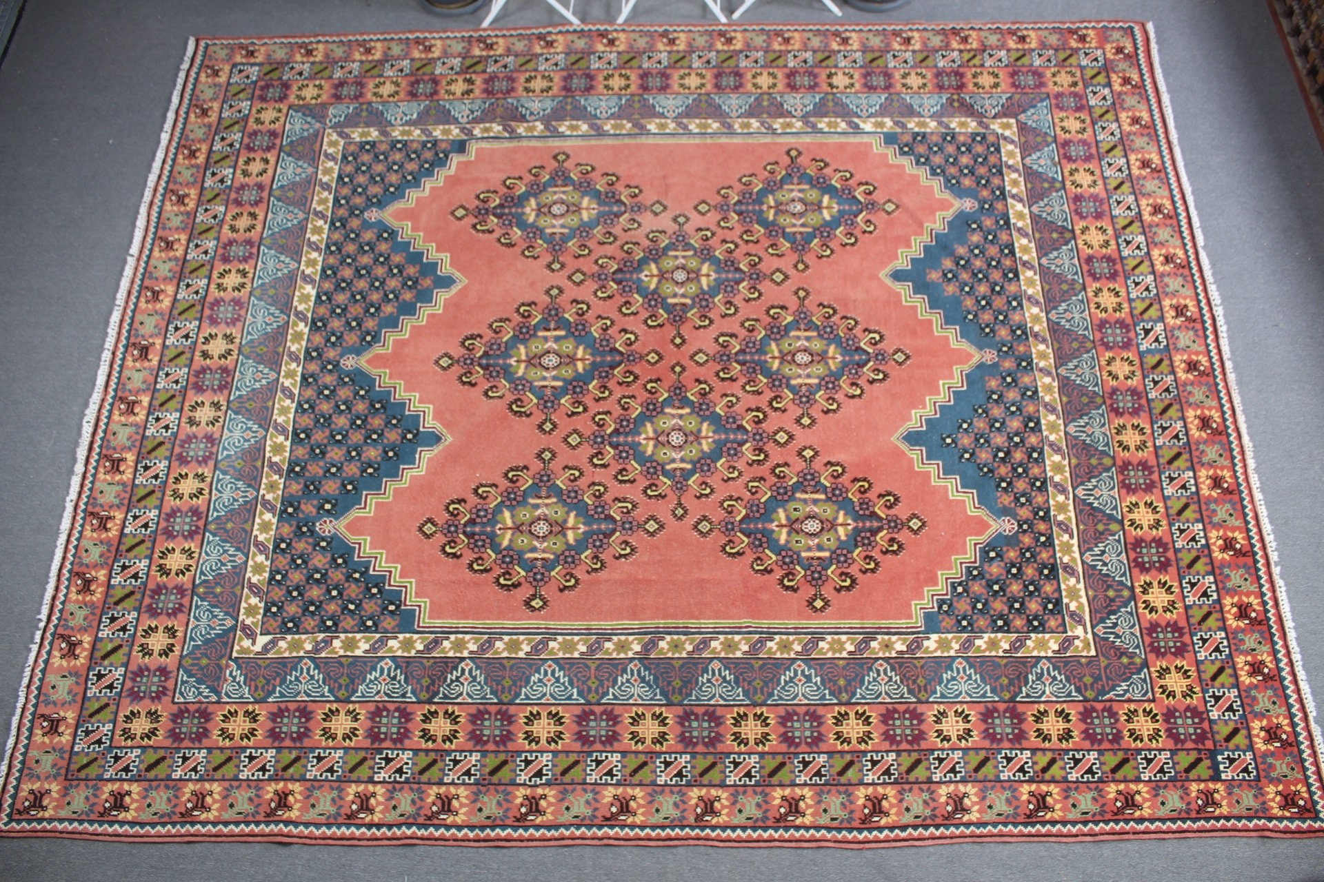 Sessiz Halı, Oturma Odası Halısı, Oryantal Halılar, Salon Halısı, Vintage Halı, Antika Halı, Türk Halısı, Kırmızı Antika Halı, 10.3x12.8 ft Büyük Boy Halı