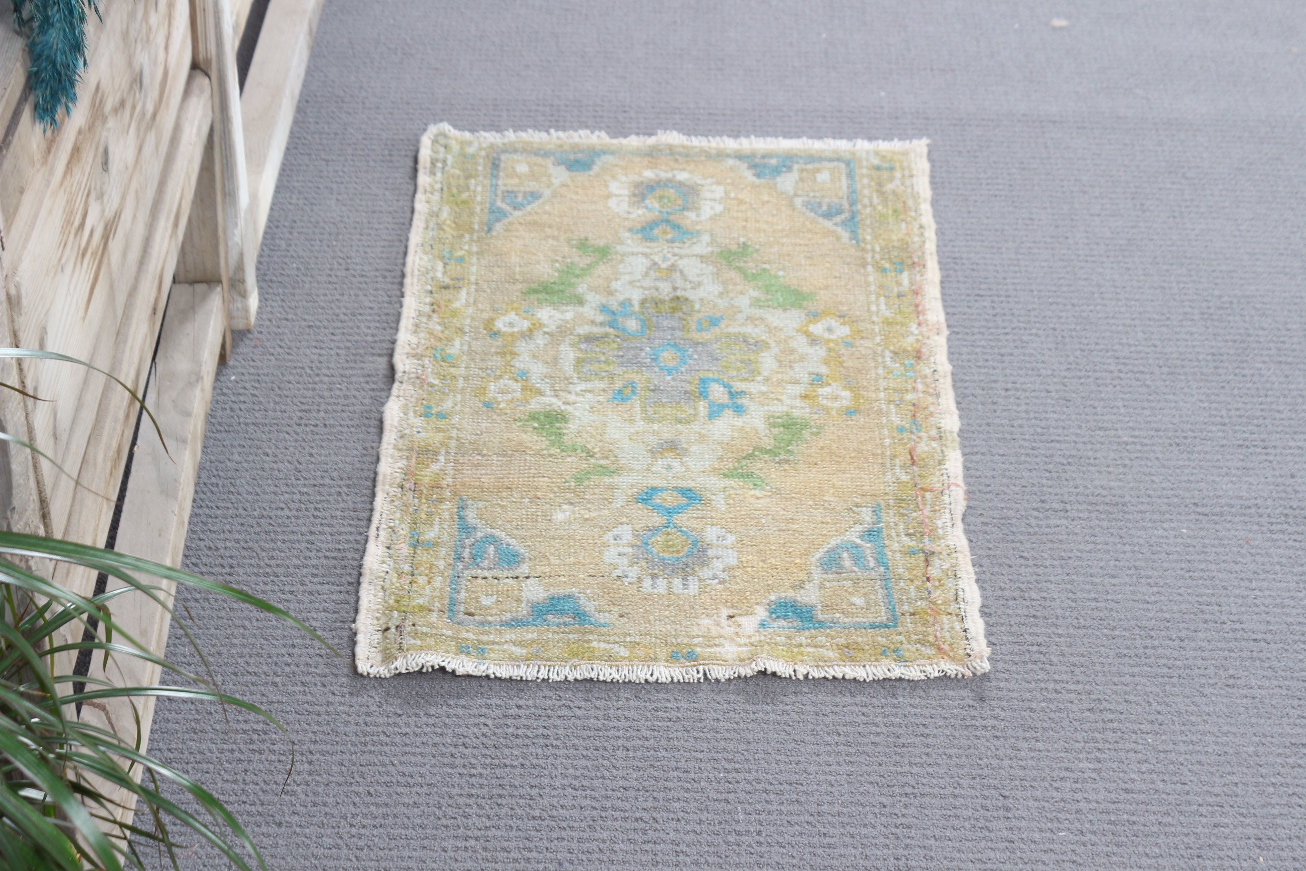 Door Mat Rug, 1.6x2.6 ft Small Rug, Antique Rugs, Brown Wool Rug, Turkish Rug, Anatolian Rug, Bedroom Rug, Vintage Rug, Rugs for Bath