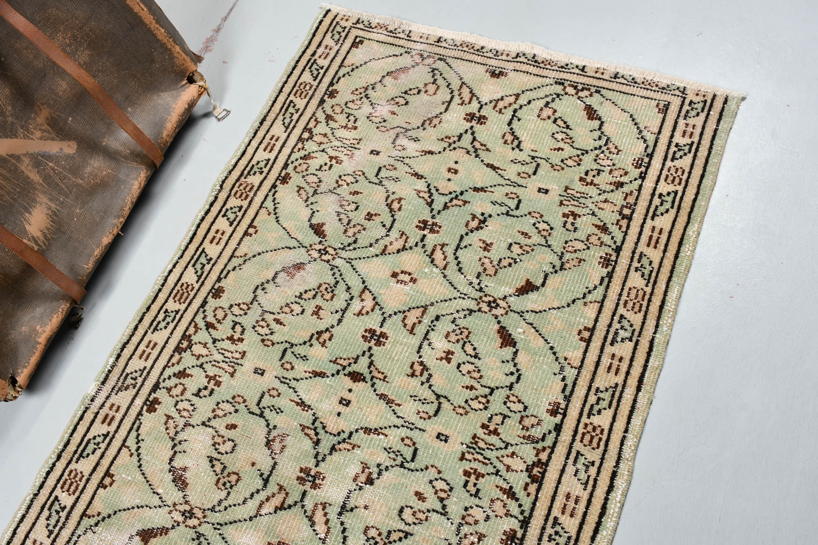 Kitchen Rugs, Vintage Rug, Bedroom Rugs, Turkish Rug, Green Antique Rug, Oushak Rugs, 2.8x6.3 ft Accent Rugs, Rugs for Entry, Nomadic Rug
