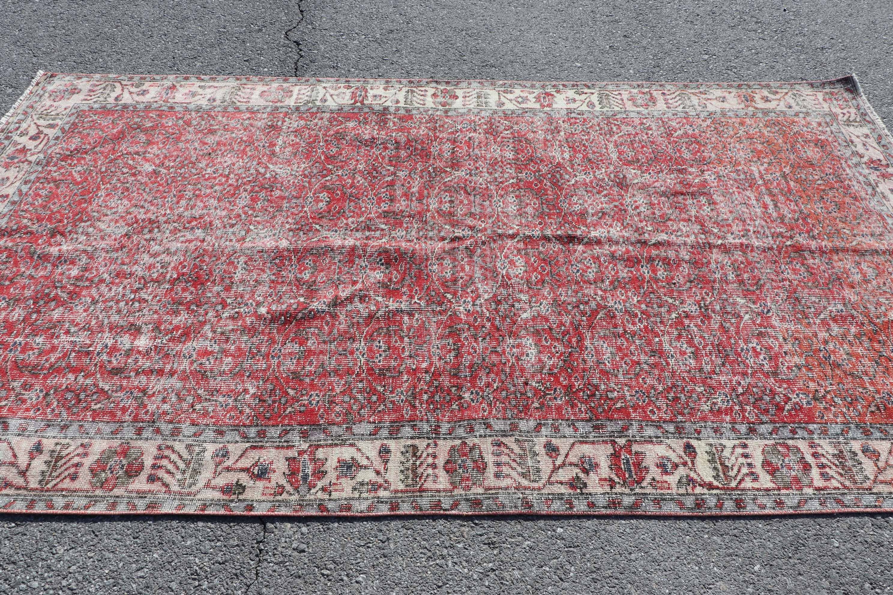 Living Room Rug, Anatolian Rug, Vintage Rugs, Turkish Rug, 5.2x9.1 ft Large Rug, Boho Rugs, Red Oushak Rug, Salon Rugs, Home Decor Rug