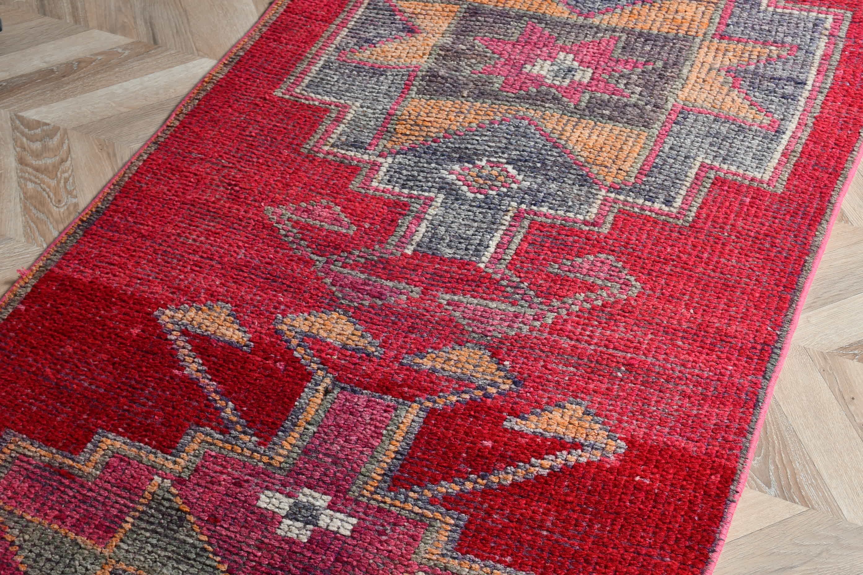 Floor Rug, 2.8x9.6 ft Runner Rug, Pink Kitchen Rugs, Long Runner Rug Rugs, Moroccan Rugs, Rugs for Corridor, Vintage Rug, Turkish Rugs