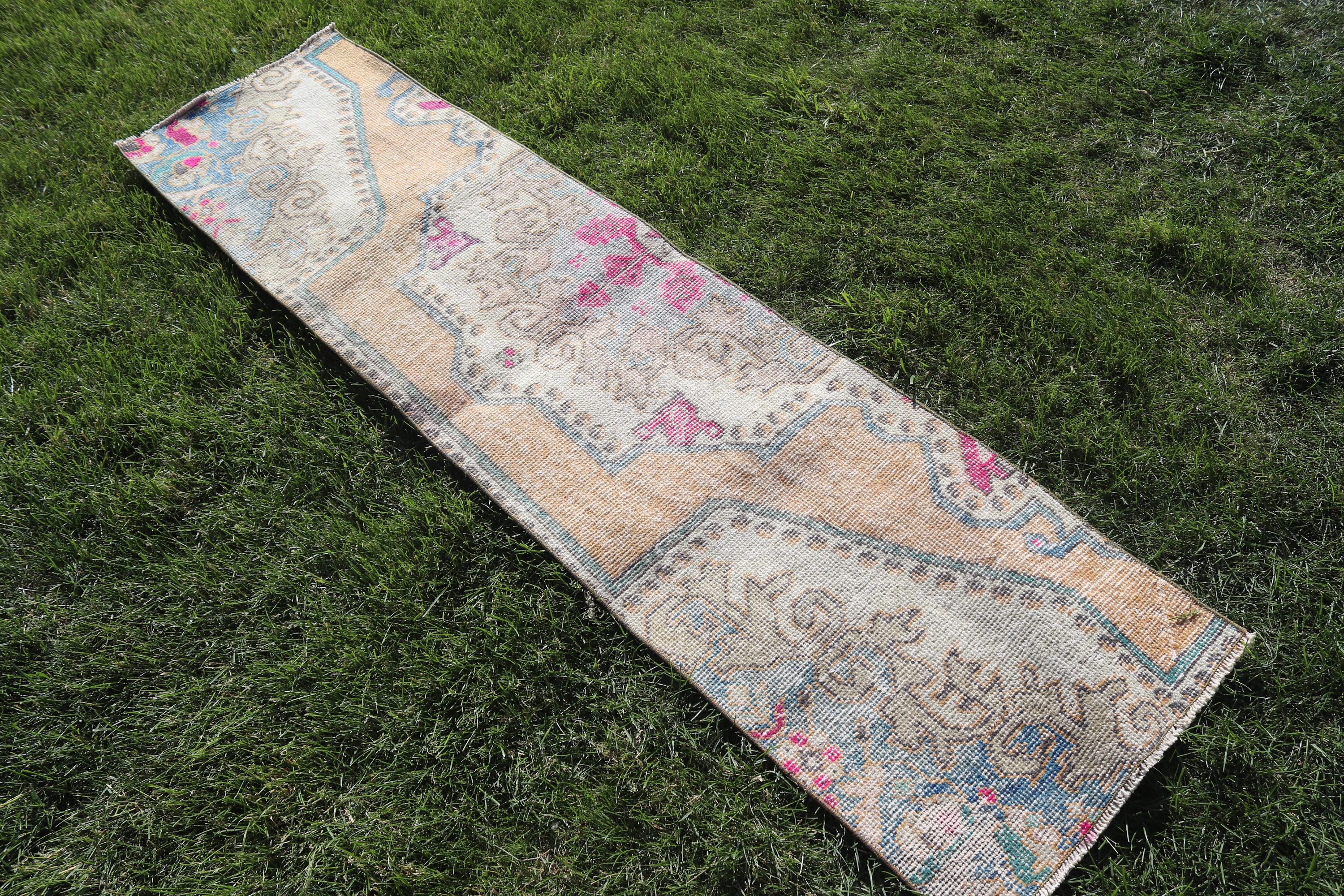 Geometrik Halılar, Türk Halıları, 1.6x6.3 ft Runner Halı, Koridor Halısı, Boho Halıları, Vintage Halı, Vintage Runner Halısı, Bronz Lüks Halılar