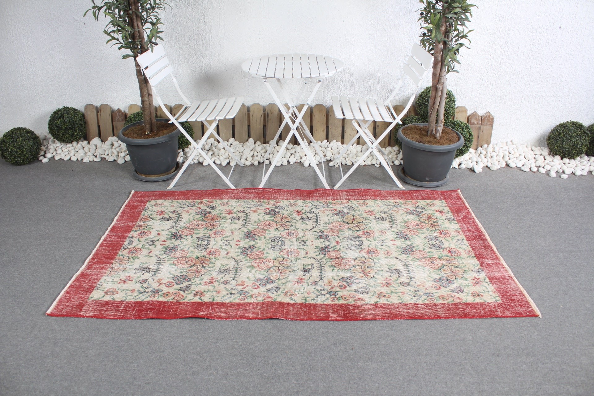 Vintage Rugs, Rugs for Bedroom, Wool Rugs, Indoor Rug, 3.8x6.5 ft Area Rug, Red Antique Rug, Vintage Decor Rug, Turkish Rug, Bedroom Rug