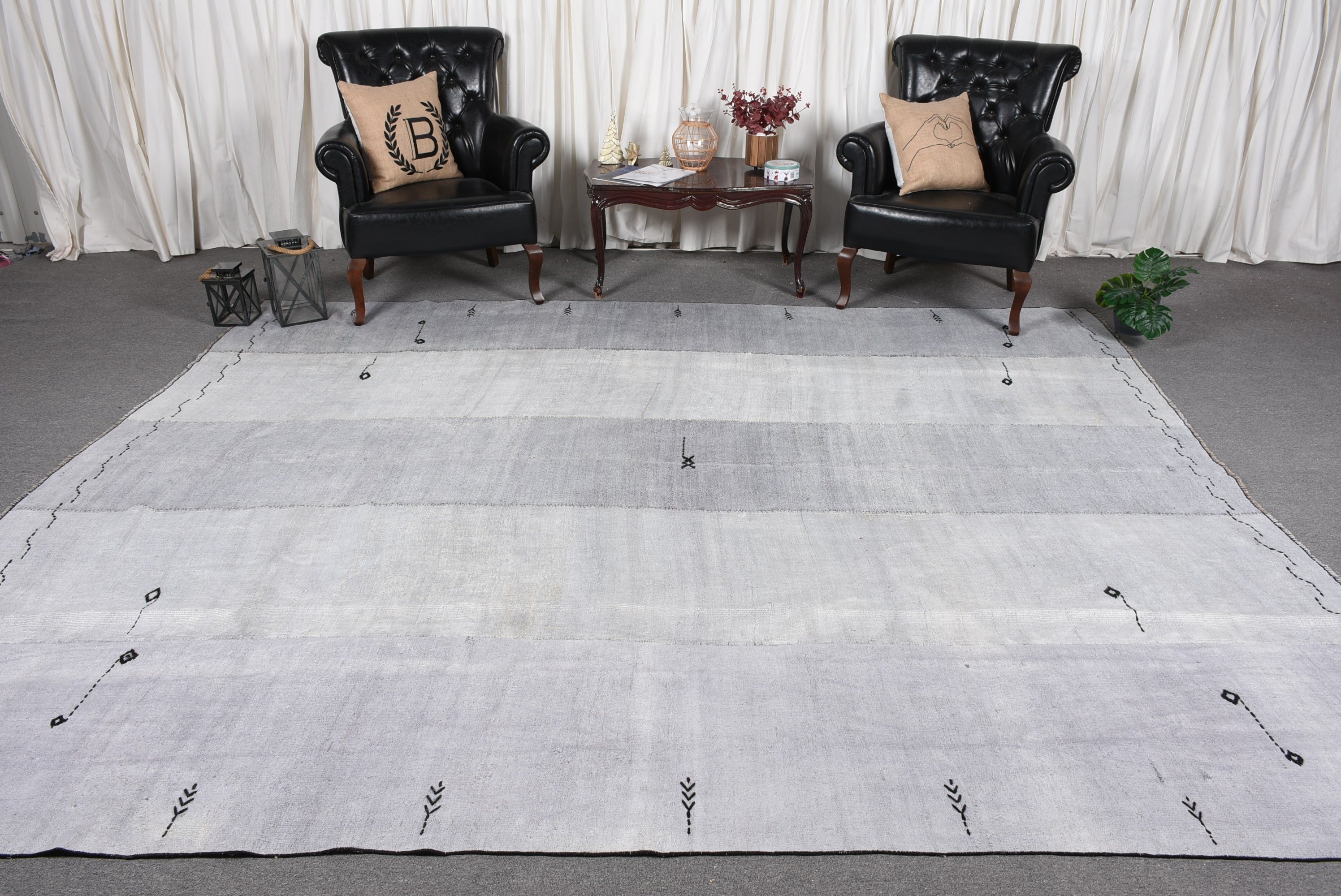 Living Room Rug, Bright Rug, Gray Moroccan Rugs, Turkish Rugs, Vintage Rugs, Salon Rug, Bedroom Rug, 9x10.8 ft Oversize Rugs, Moroccan Rug