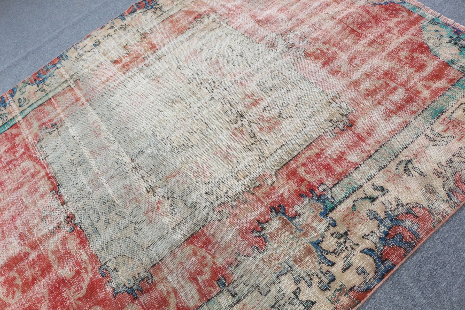 Moroccan Rug, Red Bedroom Rug, Vintage Rugs, Dining Room Rug, Turkish Rug, 6.5x7.8 ft Large Rugs, Retro Rug, Living Room Rug