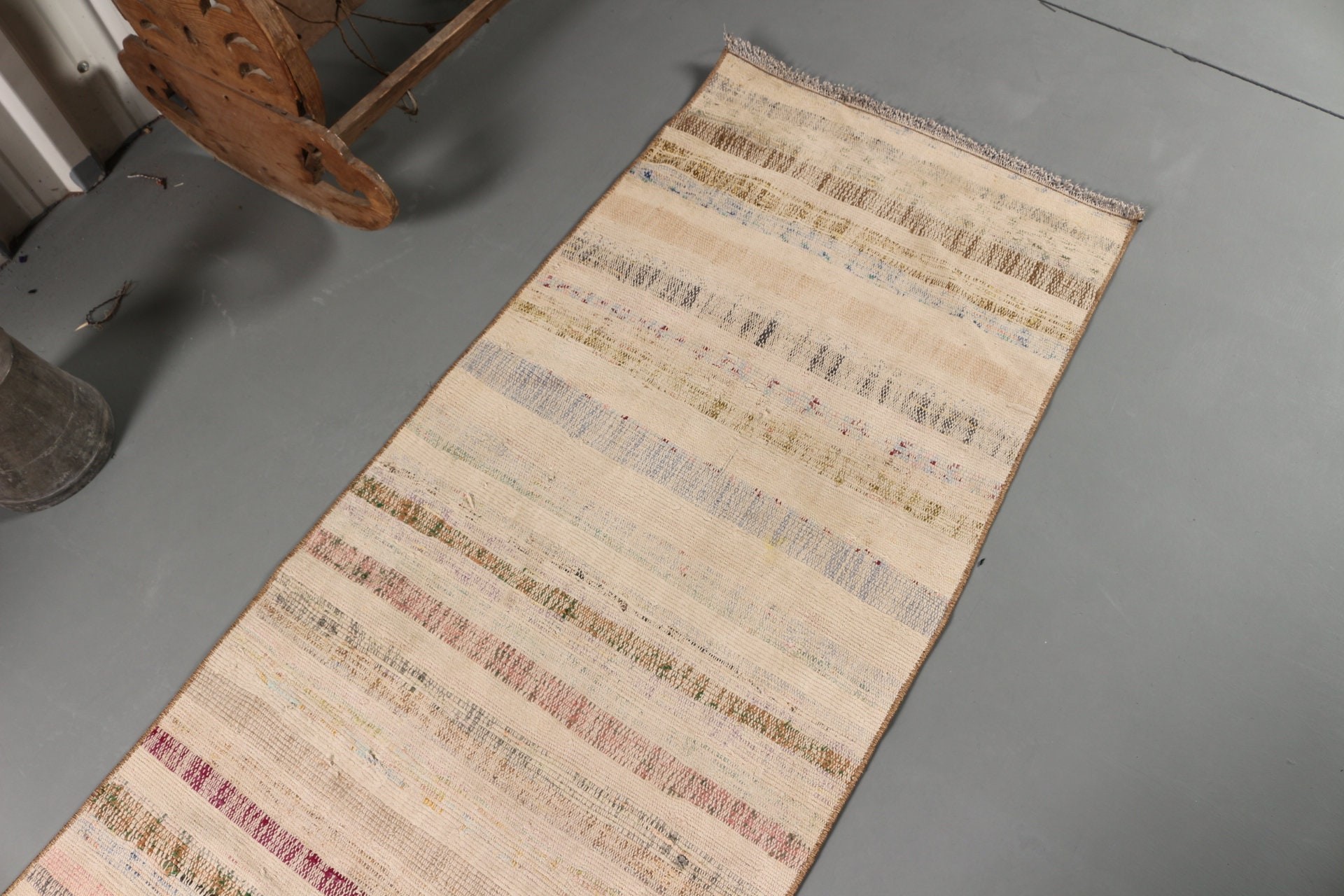 Muted Rugs, Kilim, Kitchen Rug, Bedroom Rug, Turkish Rugs, Beige  2.3x7.1 ft Runner Rugs, Antique Rug, Vintage Rug, Stair Rug