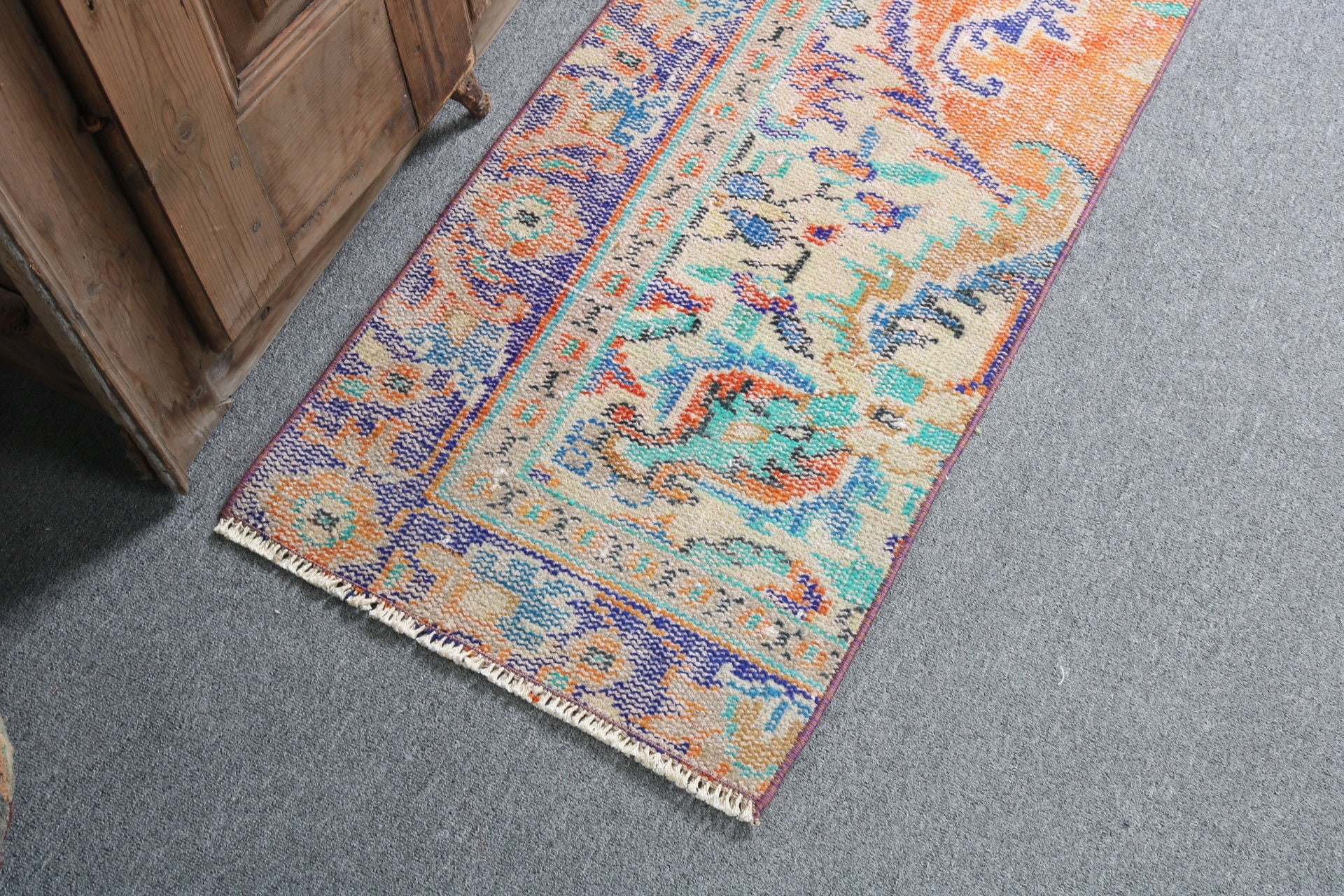 Kapı Paspas Halıları, Antika Halı, Türk Halısı, Araba Paspas Halıları, Boho Halısı, Turuncu Antika Halılar, Vintage Halı, 1.6x3.2 ft Küçük Halılar, Anadolu Halıları