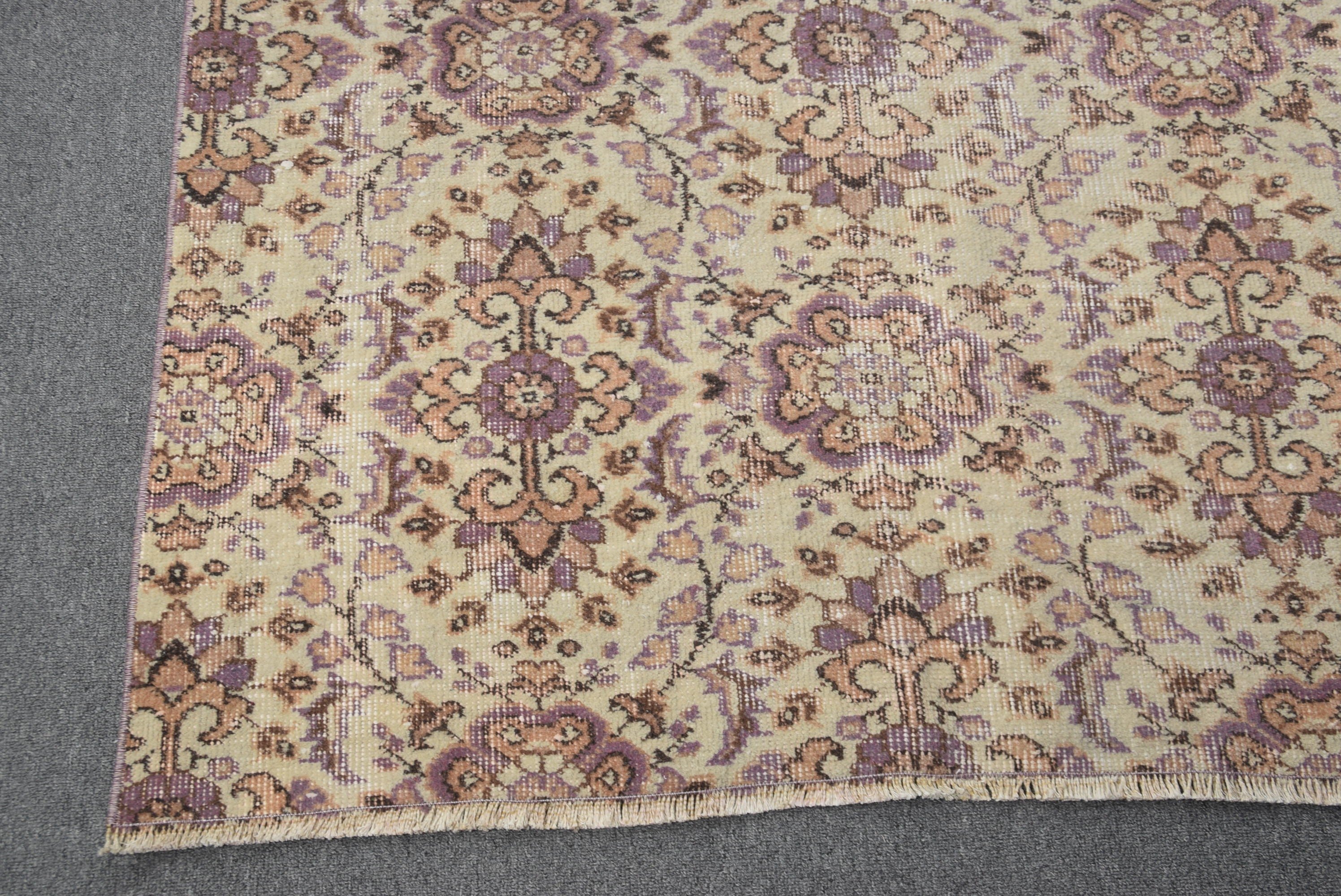 Bej Yün Halı, Sanat Halısı, Yatak Odası Halısı, 3,9x7,4 ft Alan Halısı, Ev Dekor Halısı, Vintage Dekor Halıları, Vintage Halı, Türk Halıları, Mutfak Halıları