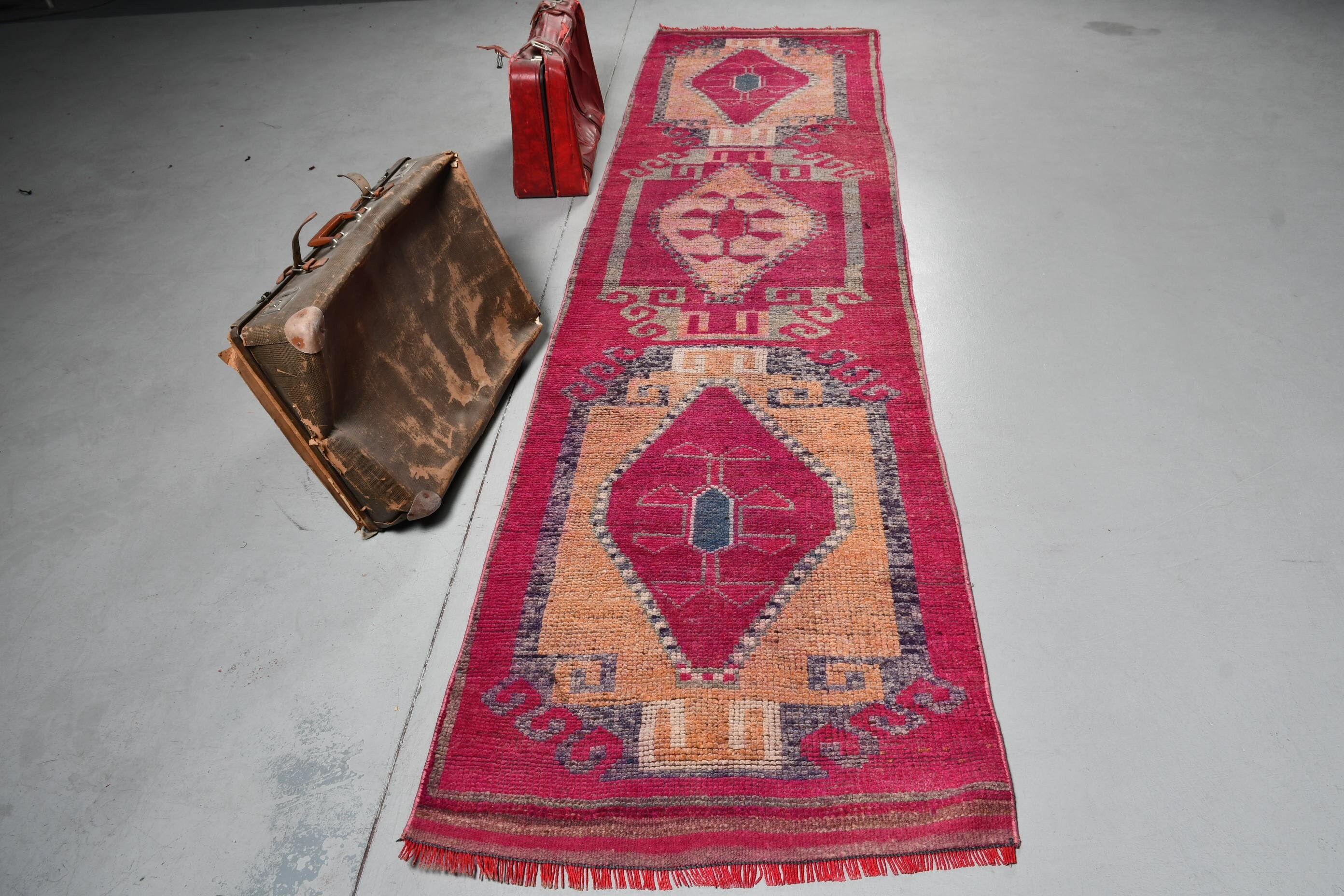 Vintage Rugs, Stair Rug, Pink Antique Rug, Turkish Rugs, 2.9x11.8 ft Runner Rug, Kitchen Rugs, Cool Rugs, Rugs for Stair, Moroccan Rugs