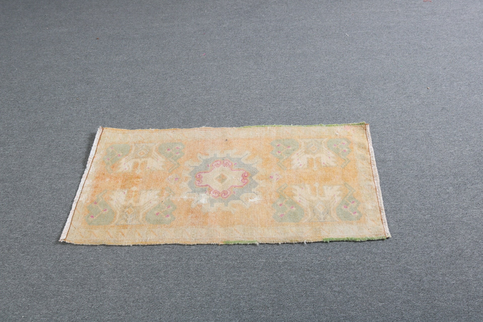 Modern Halı, Araba Paspas Halısı, Turuncu 1.7x3.2 ft Küçük Halı, Vintage Halı, Türk Halıları, Düz Dokuma Halı, Küçük Vintage Halılar, Yer Halısı