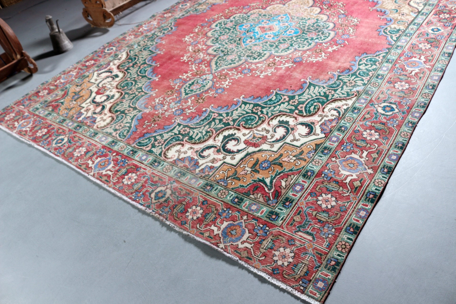 Oriental Rug, 9.4x12.6 ft Oversize Rug, Saloon Rug, Vintage Rug, Anatolian Rug, Red Bedroom Rug, Living Room Rug, Eclectic Rug, Turkish Rug