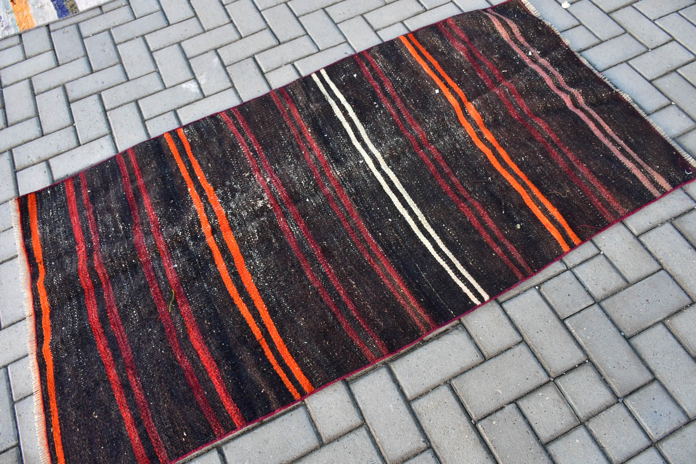 Kilim, Antika Halı, Vintage Halı, Kahverengi Yün Halılar, Giriş Halıları, Giriş Halısı, 3x5.7 ft Accent Halı, Türk Halısı, Göçebe Halısı, Mutfak Halıları