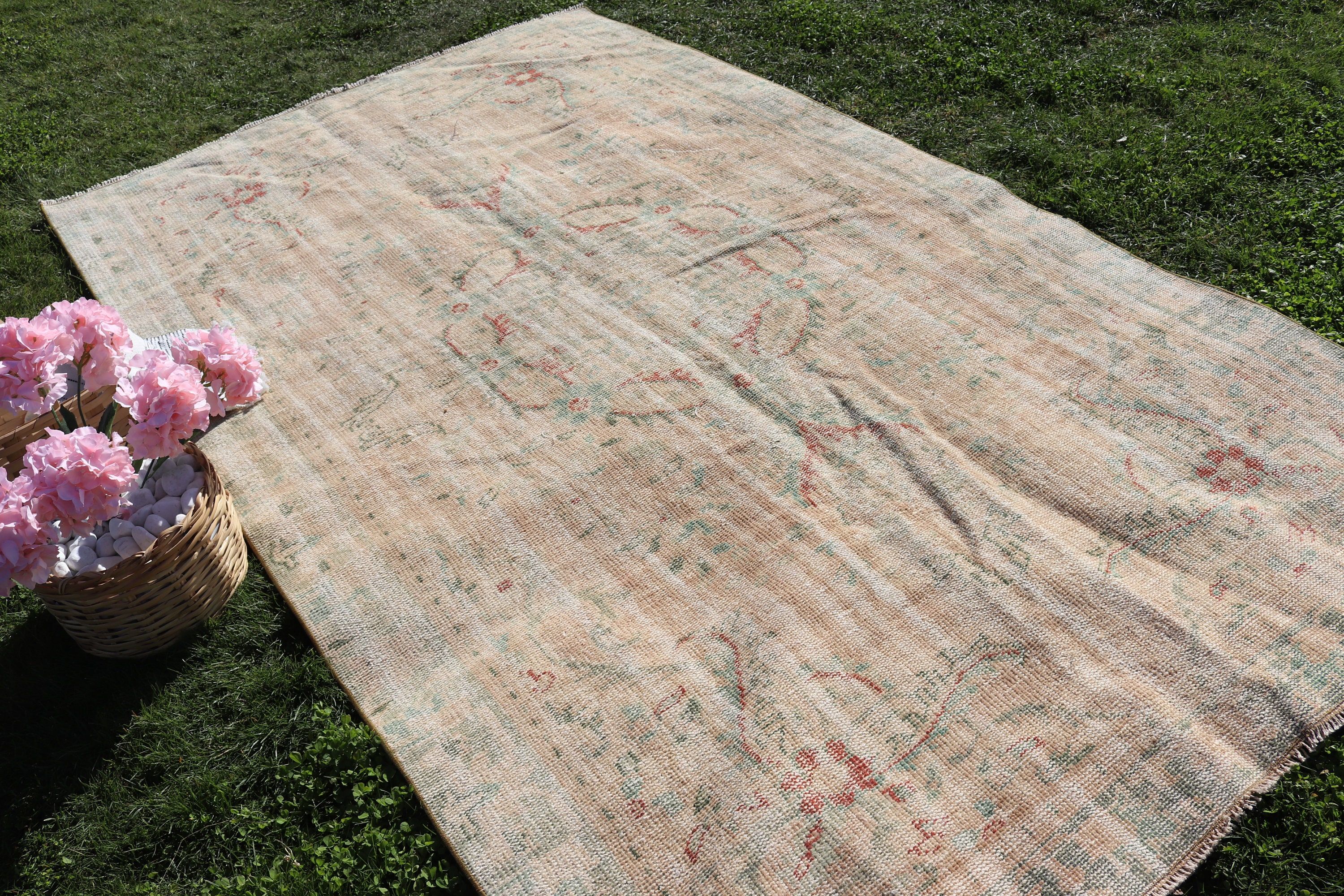 Large Oushak Rugs, Orange Bedroom Rugs, 5.8x9.6 ft Large Rug, Vintage Rugs, Cool Rug, Moroccan Rug, Turkish Rug, Large Vintage Rug