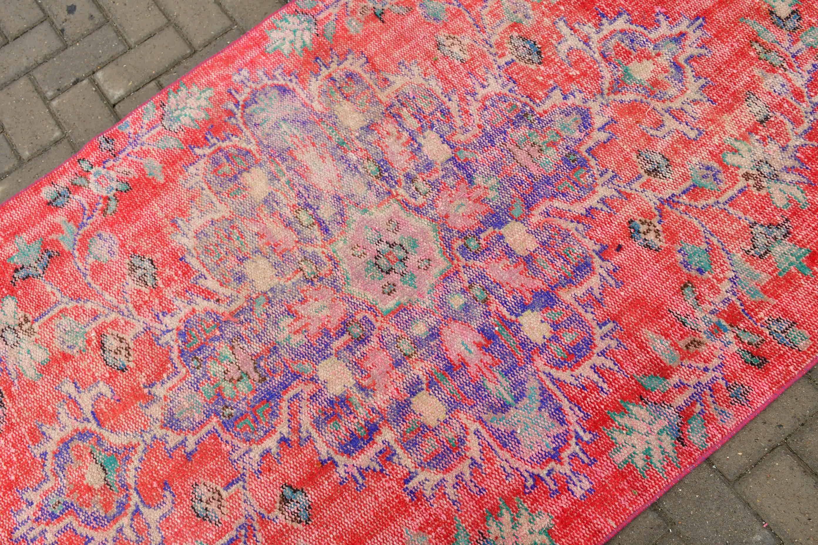 Vintage Rug, Art Rug, Indoor Rug, Rugs for Area, Floor Rugs, Red Floor Rug, 3.7x7.8 ft Area Rug, Turkish Rug, Dining Room Rug